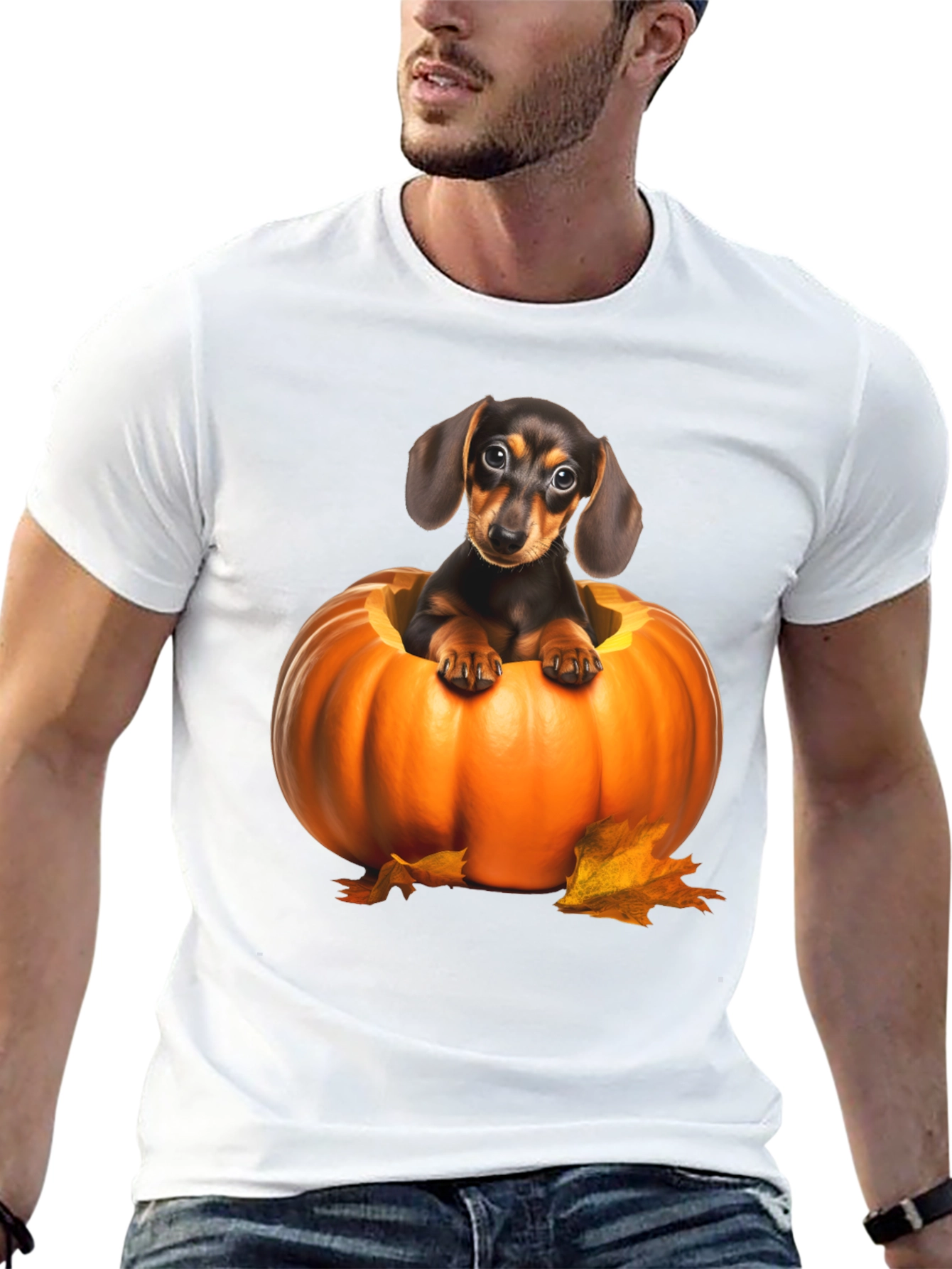 Dachshund in Pumpkin Graphic Tee - Halloween Dog Shirt