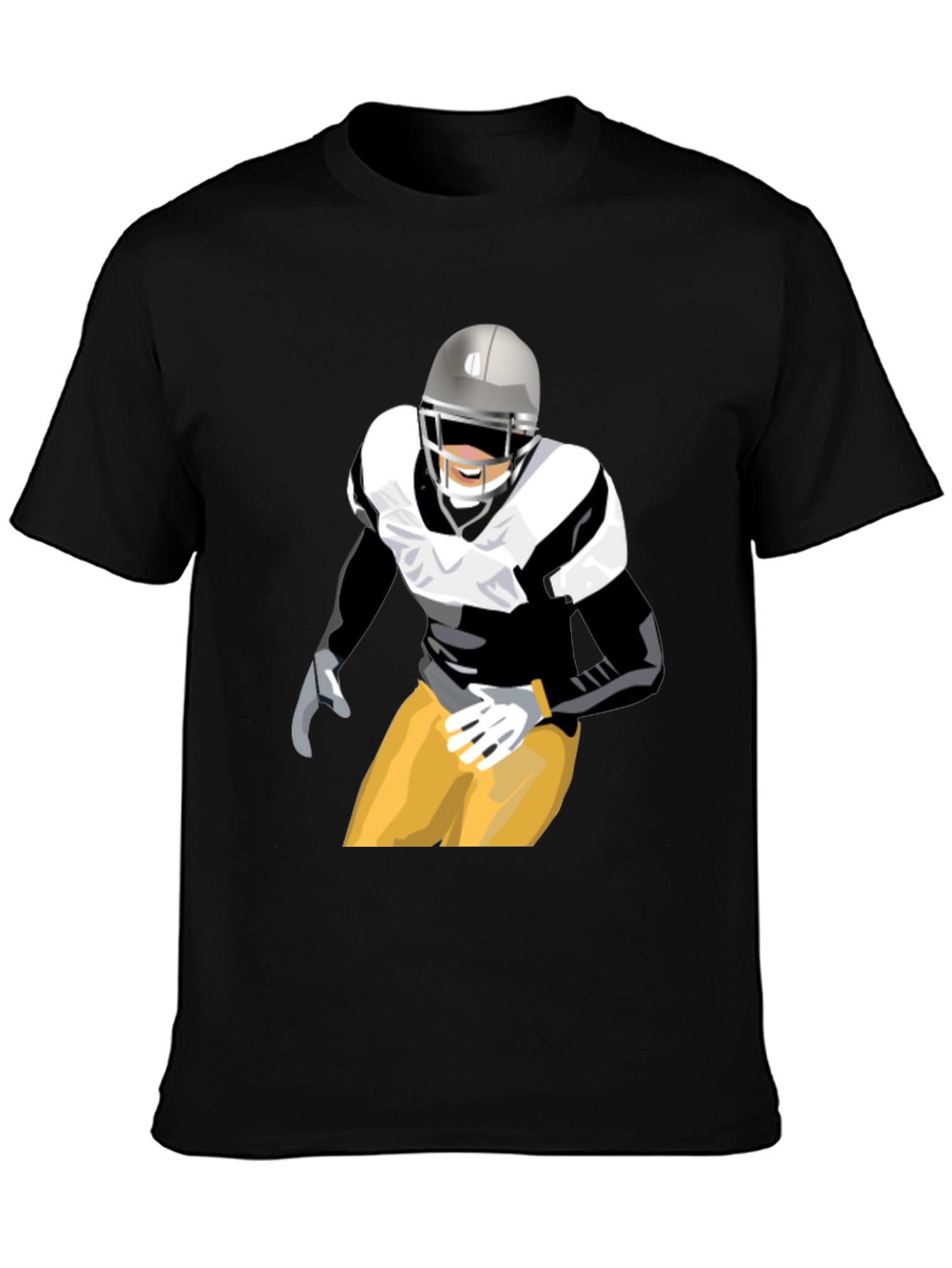 Football Player Graphic T-Shirt - Black