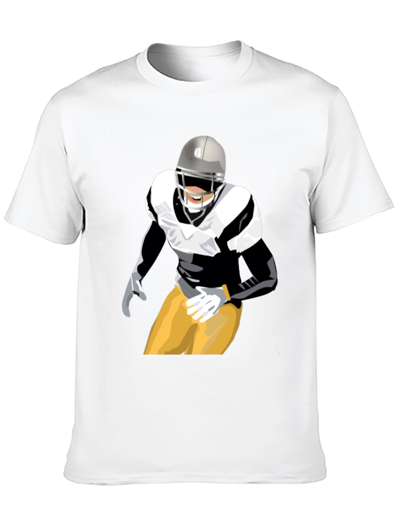 Football Player Graphic T-Shirt - Black