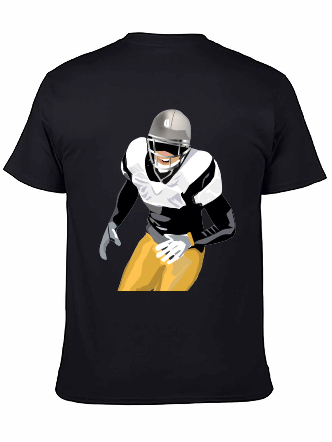 Football Player Graphic T-Shirt - Black