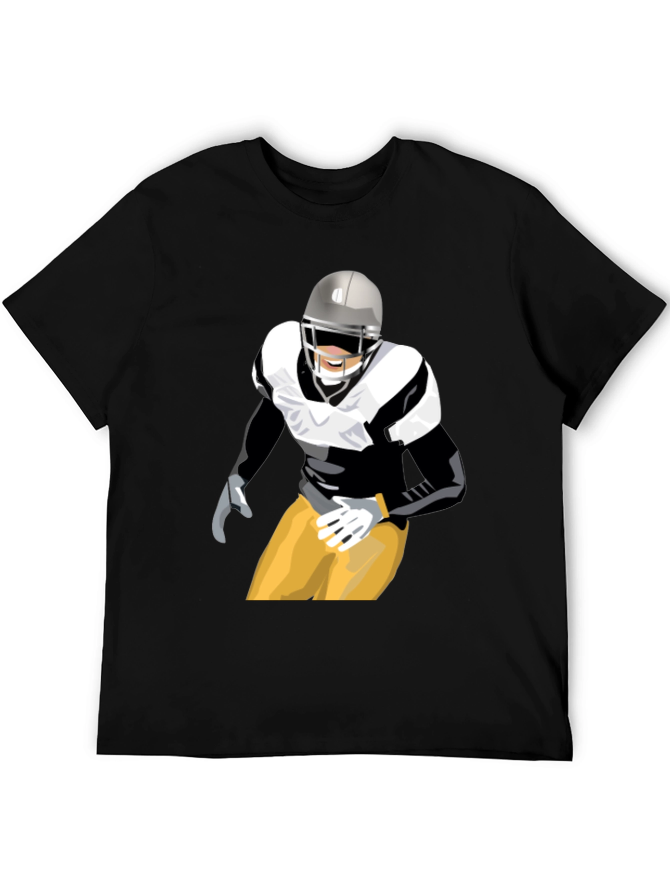 Football Player Graphic T-Shirt - Black