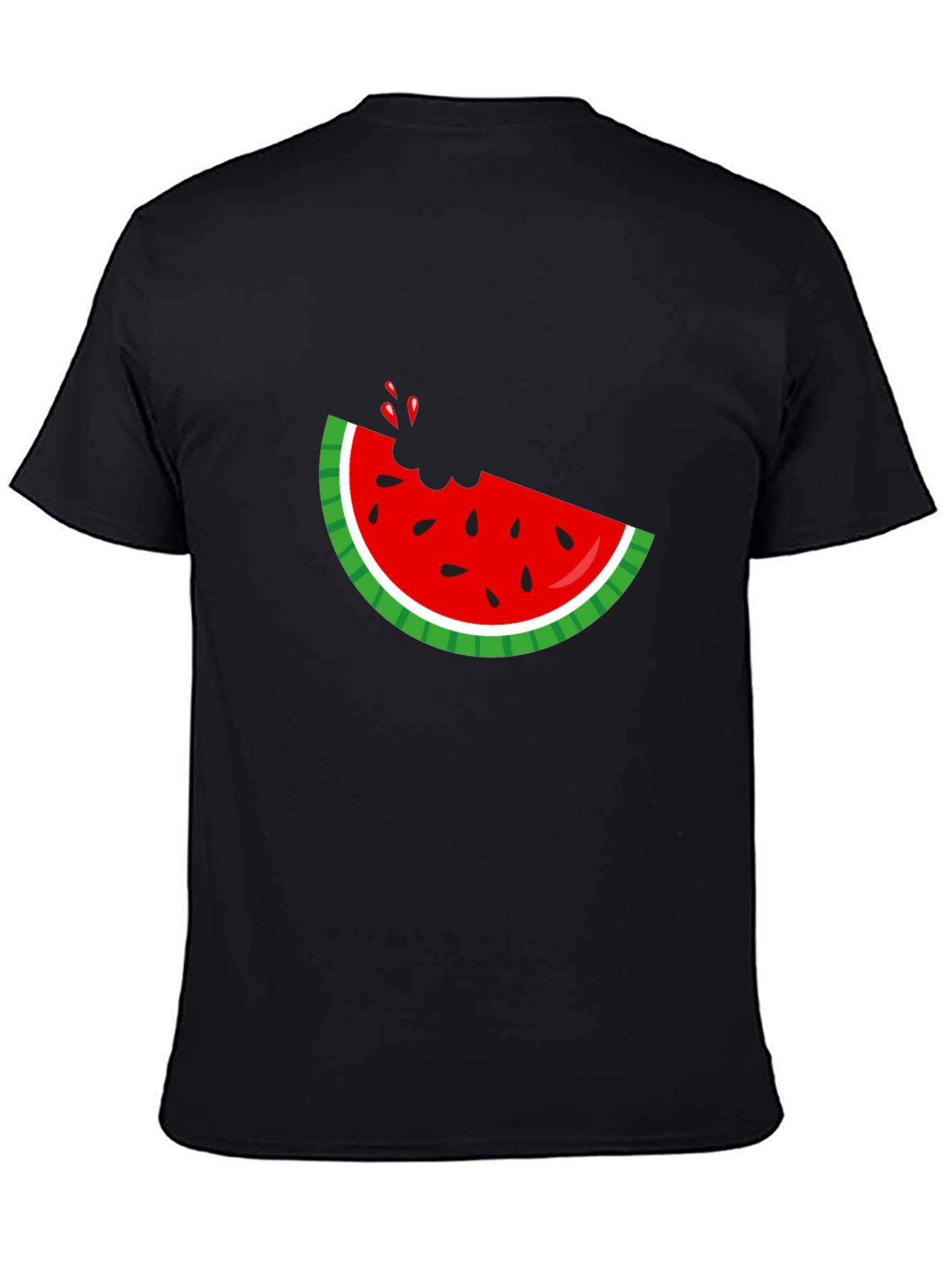Watermelon Bite Graphic Tee - Black Cotton T-Shirt