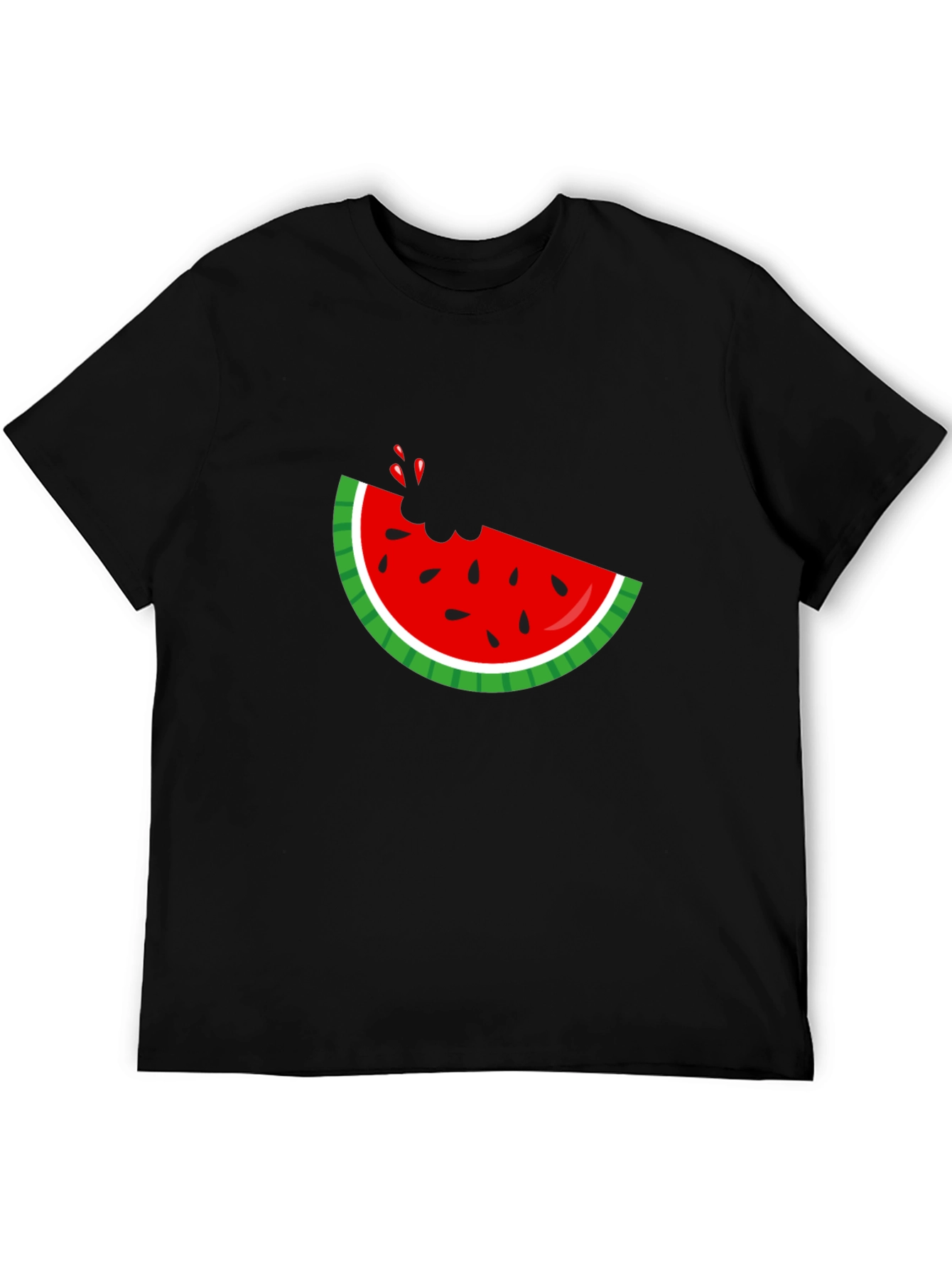 Watermelon Bite Graphic Tee - Black Cotton T-Shirt