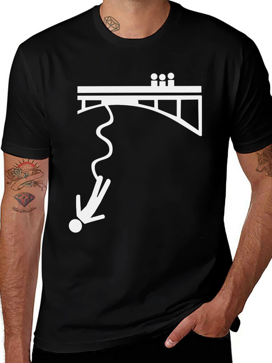 Bungee Jumper Graphic Tee - Black Cotton T-Shirt