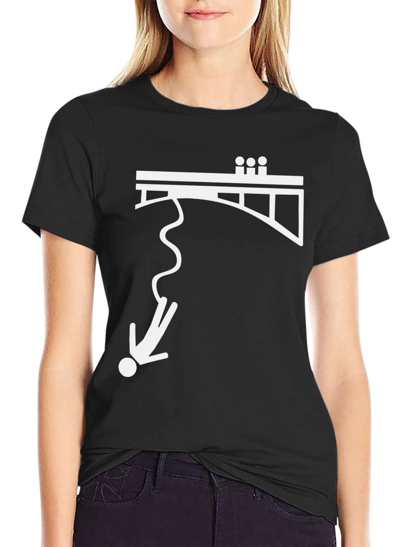 Bungee Jumper Graphic Tee - Black Cotton T-Shirt