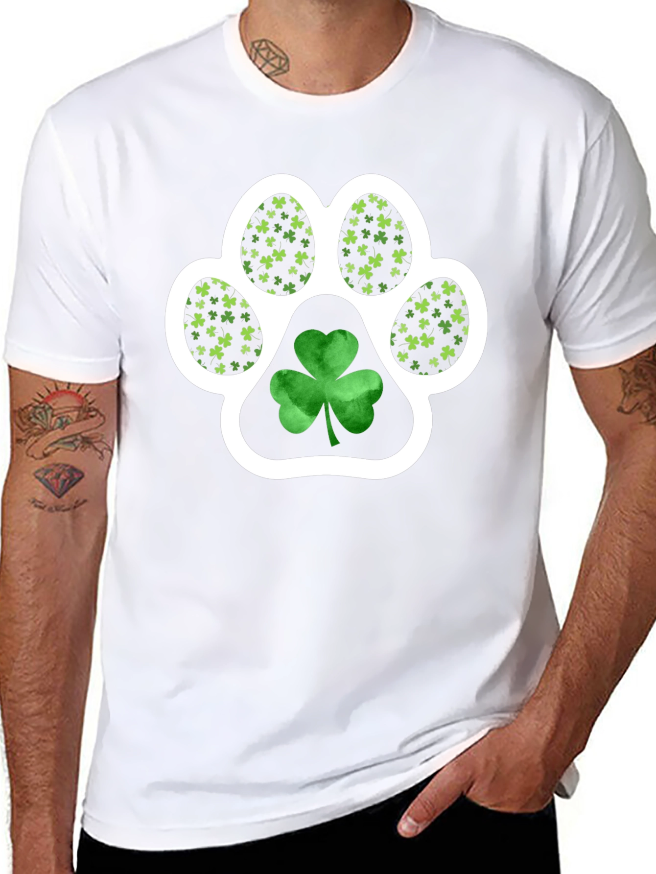 St. Patricks Day Paw Print Shamrock Tee
