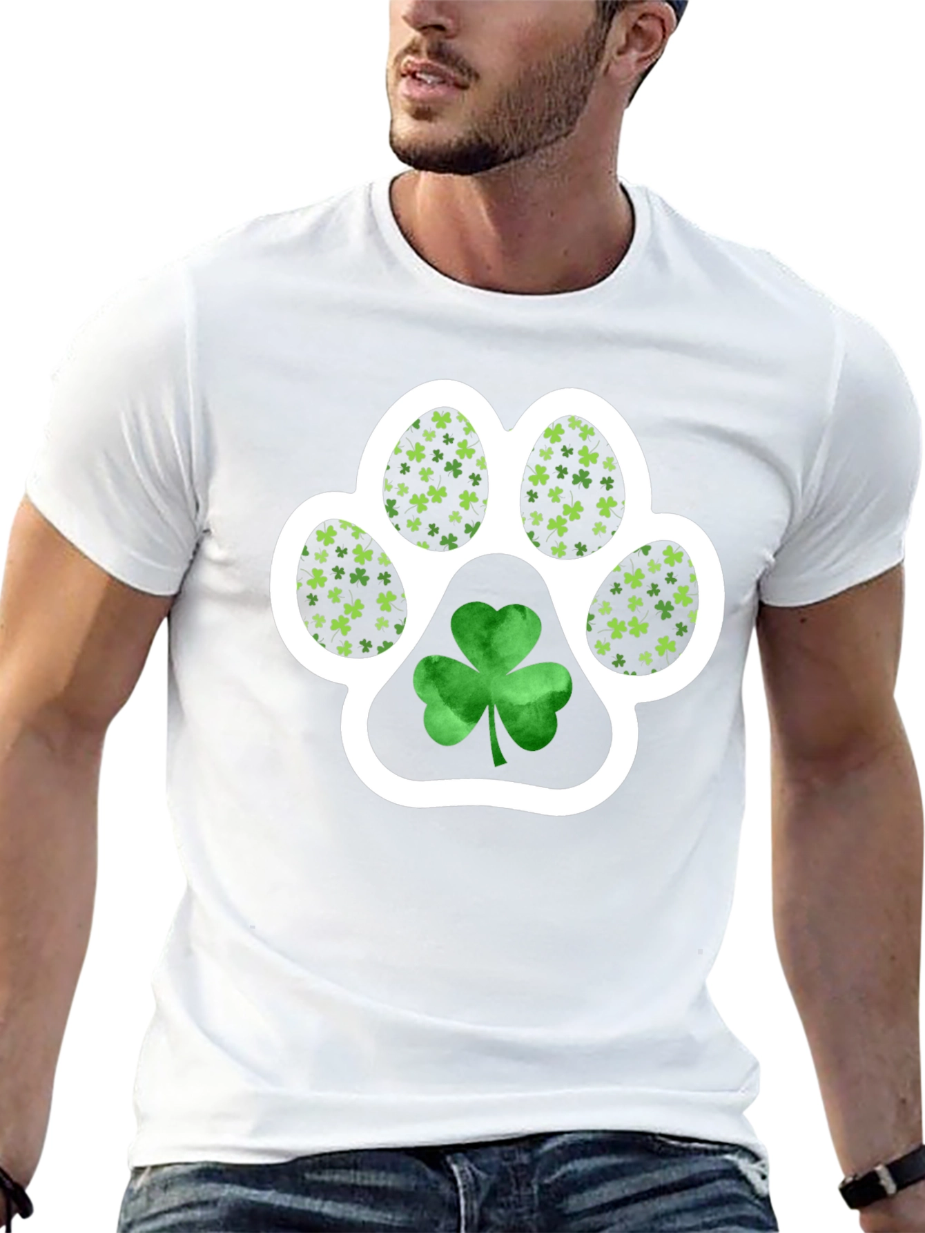 St. Patricks Day Paw Print Shamrock Tee
