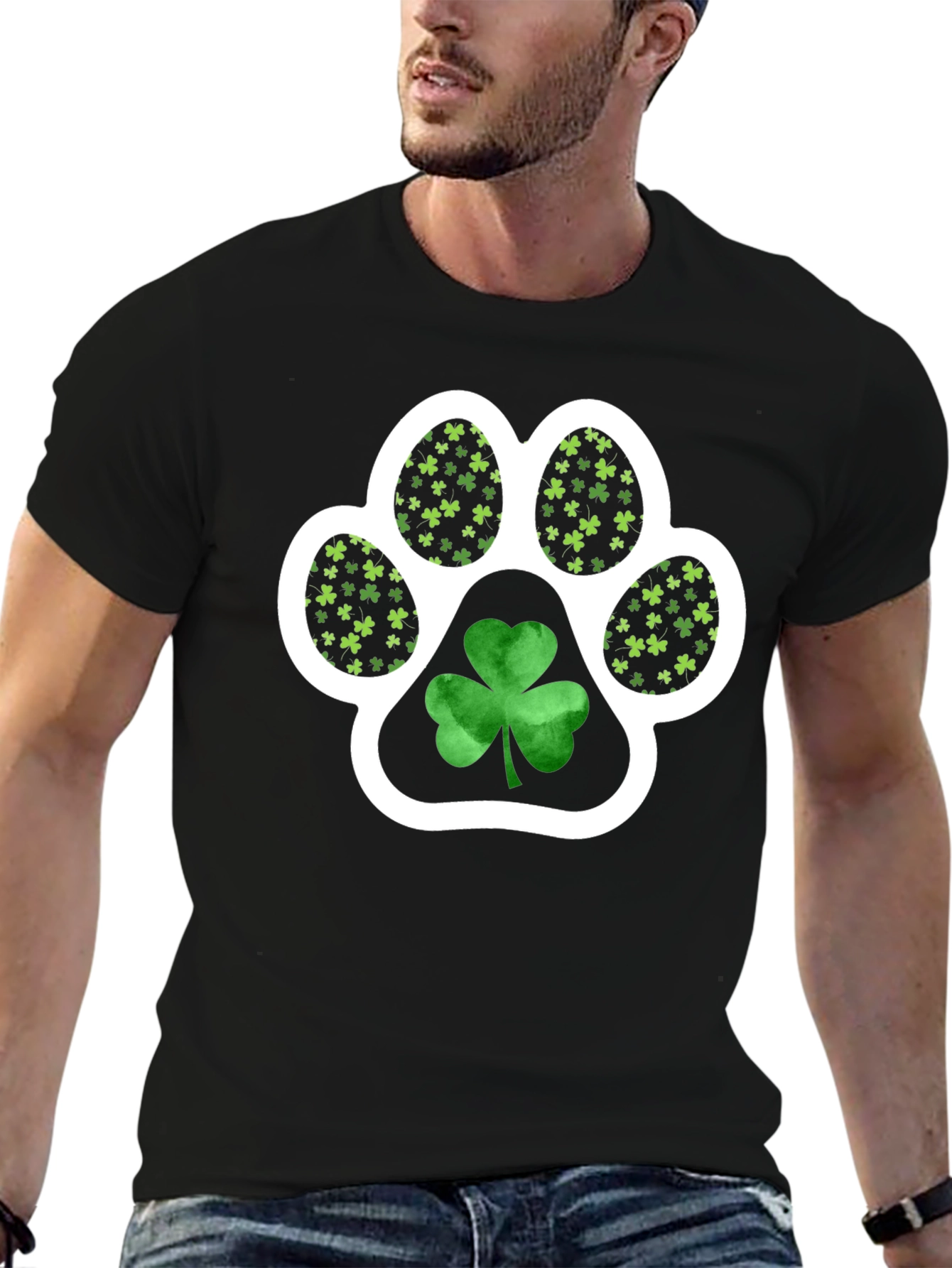 St. Patricks Day Paw Print Shamrock Tee