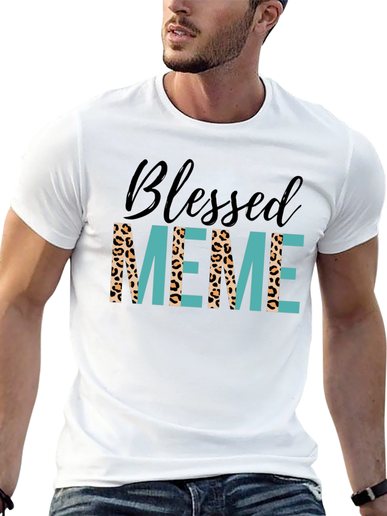 Blessed Meme Graphic Tee - Trendy Animal Print T-Shirt
