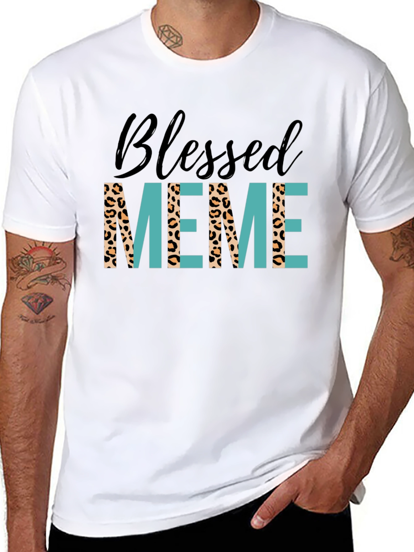 Blessed Meme Graphic Tee - Trendy Animal Print T-Shirt