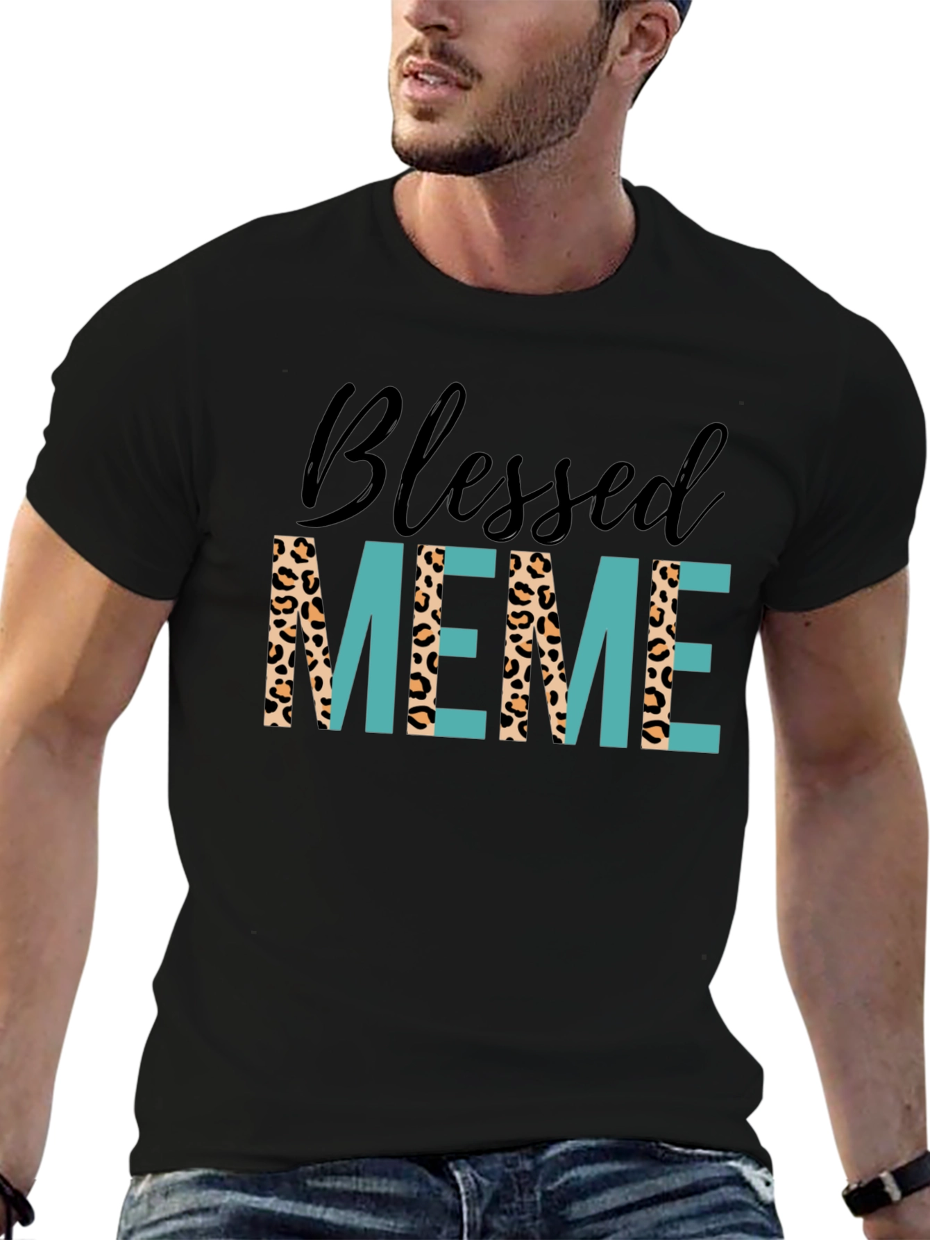 Blessed Meme Graphic Tee - Trendy Animal Print T-Shirt