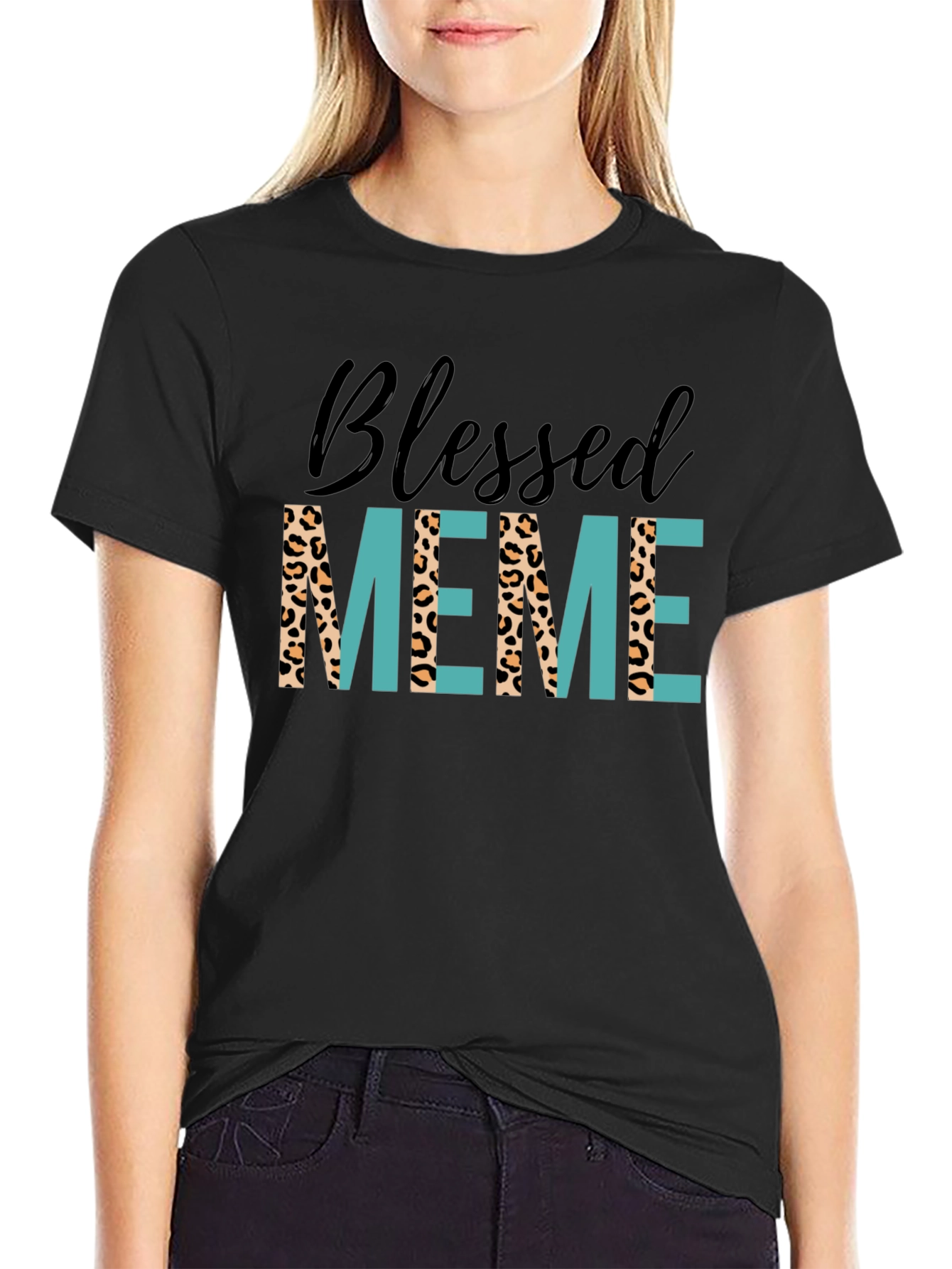 Blessed Meme Graphic Tee - Trendy Animal Print T-Shirt