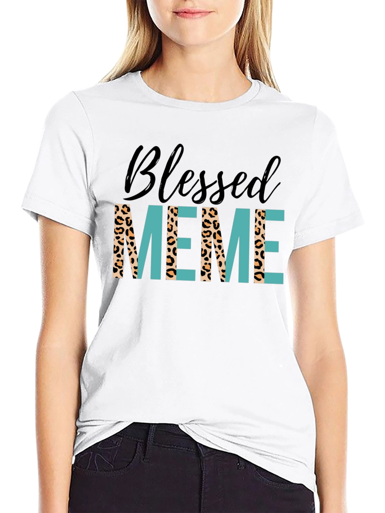 Blessed Meme Graphic Tee - Trendy Animal Print T-Shirt