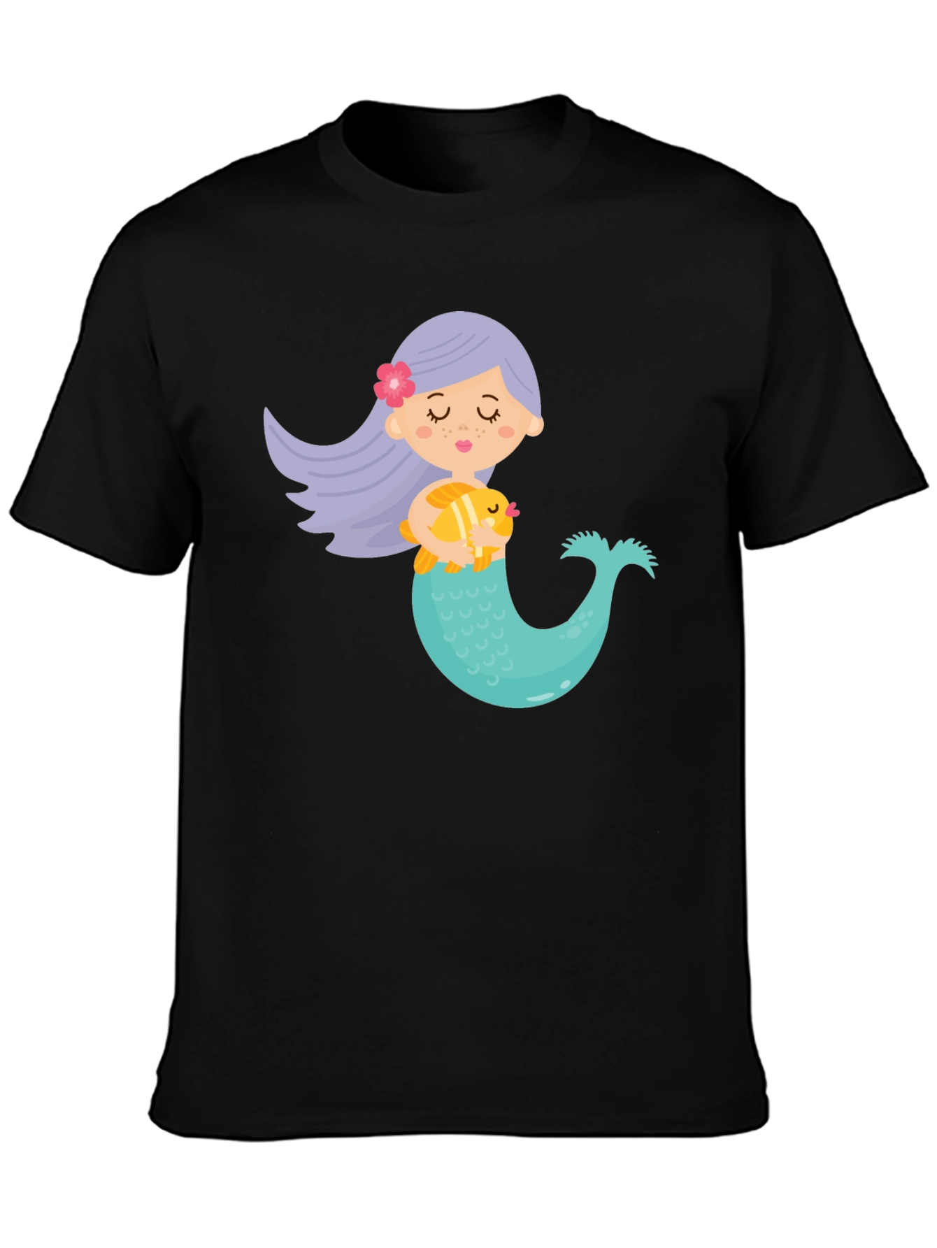 Cute Mermaid Graphic Tee - Black Unisex T-Shirt