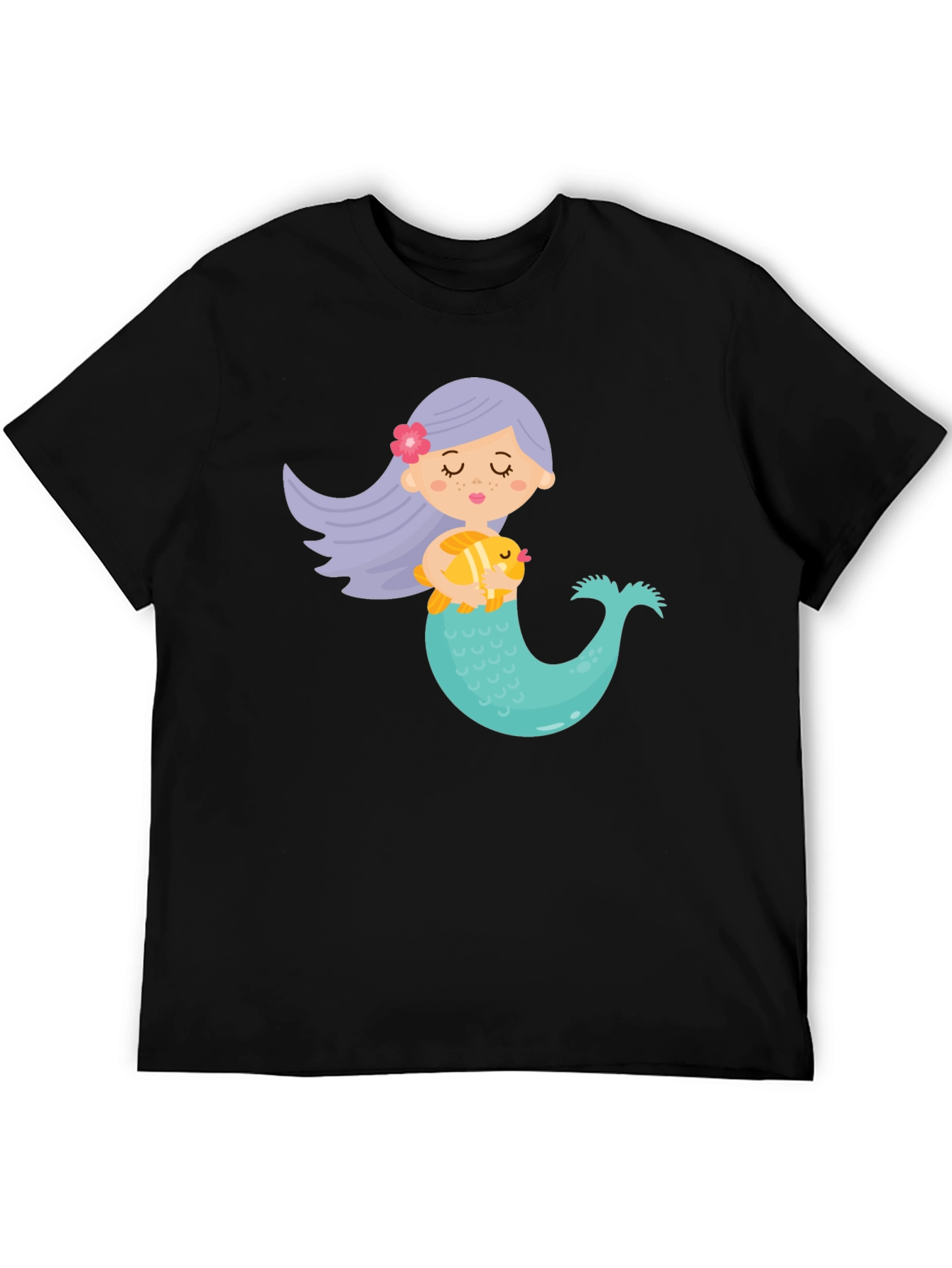 Cute Mermaid Graphic Tee - Black Unisex T-Shirt