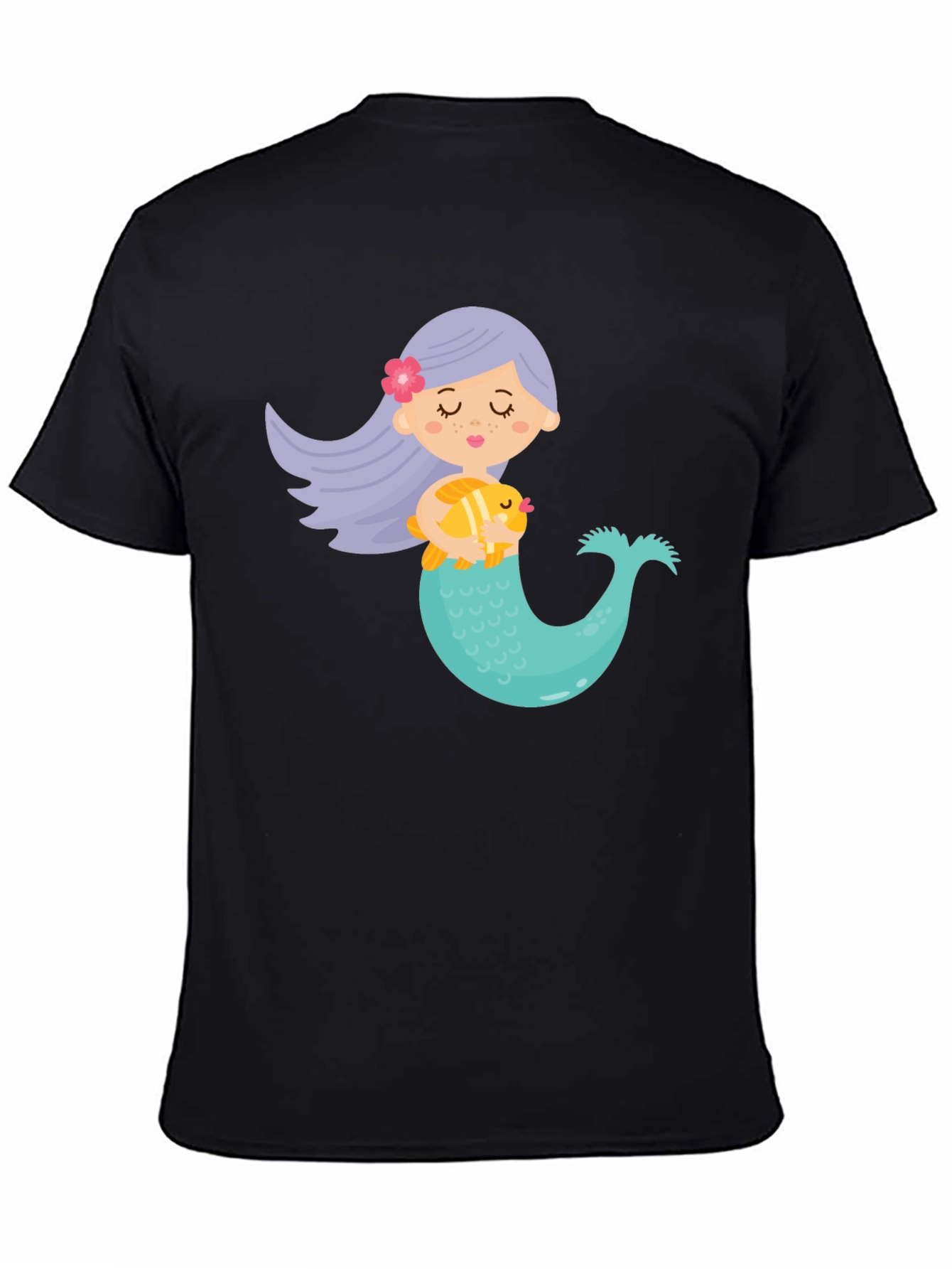 Cute Mermaid Graphic Tee - Black Unisex T-Shirt