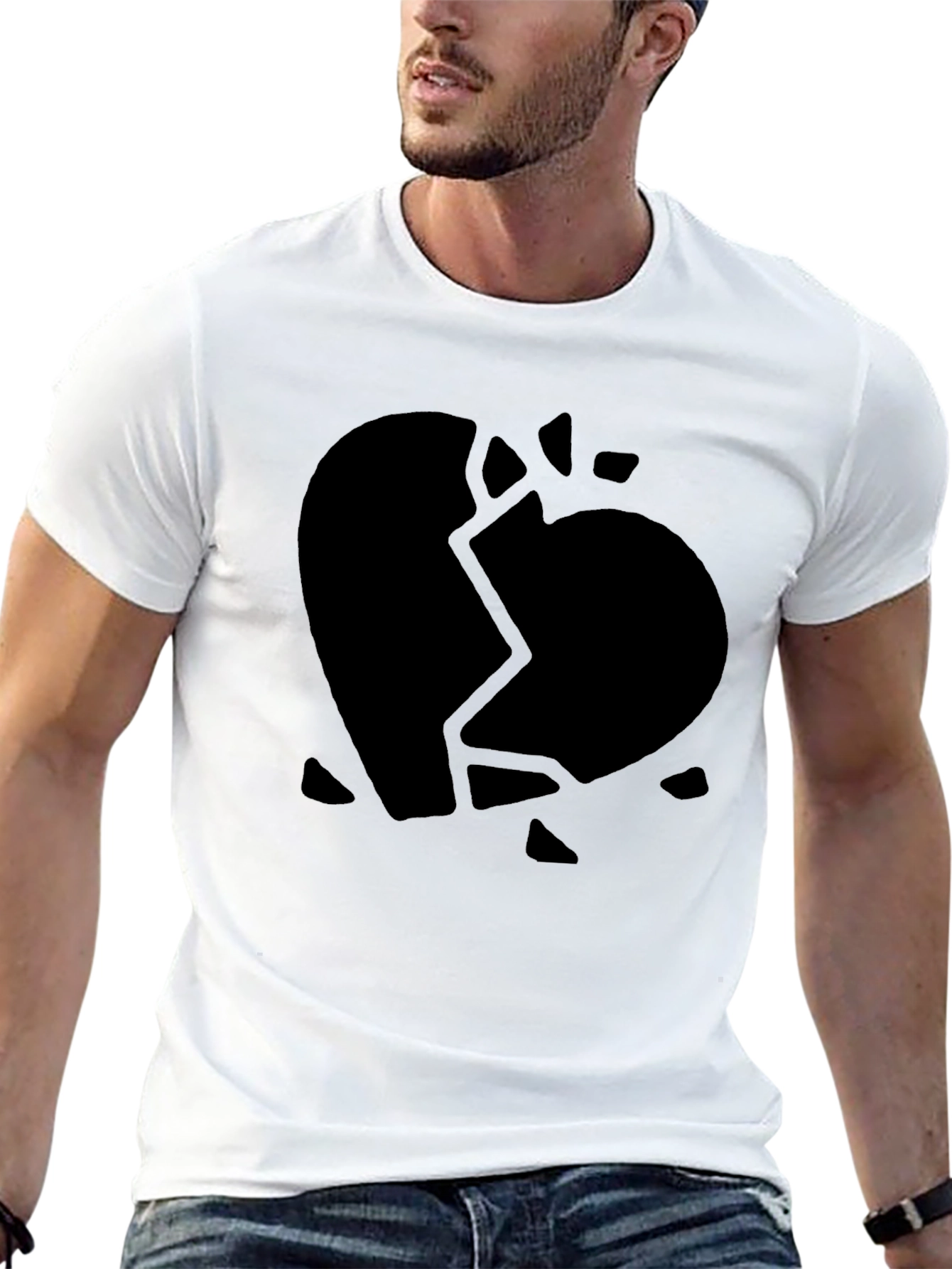 Broken Heart Graphic Black T-Shirt