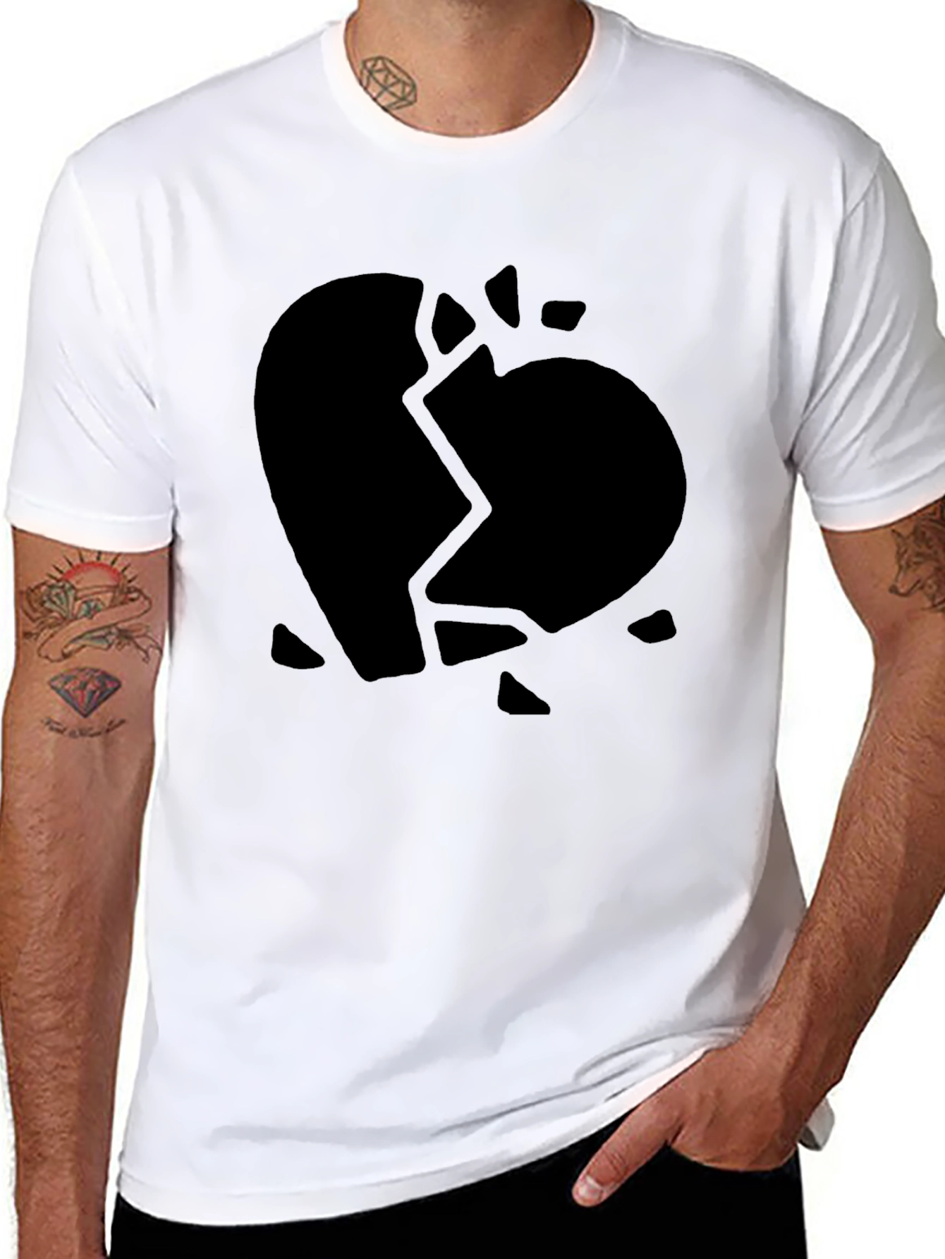 Broken Heart Graphic Black T-Shirt