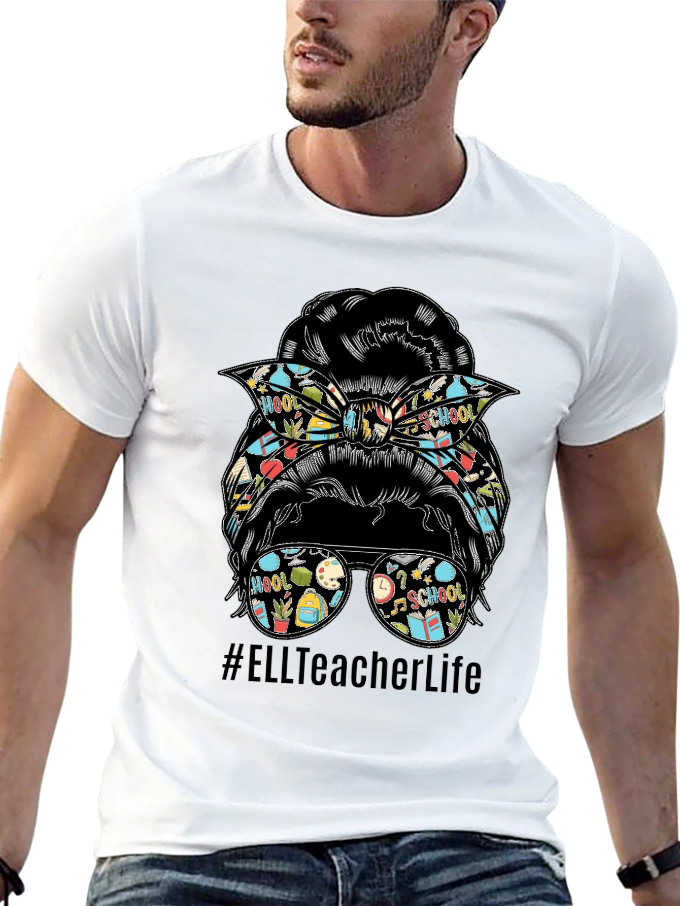 ELL Teacher Life Messy Bun T-Shirt