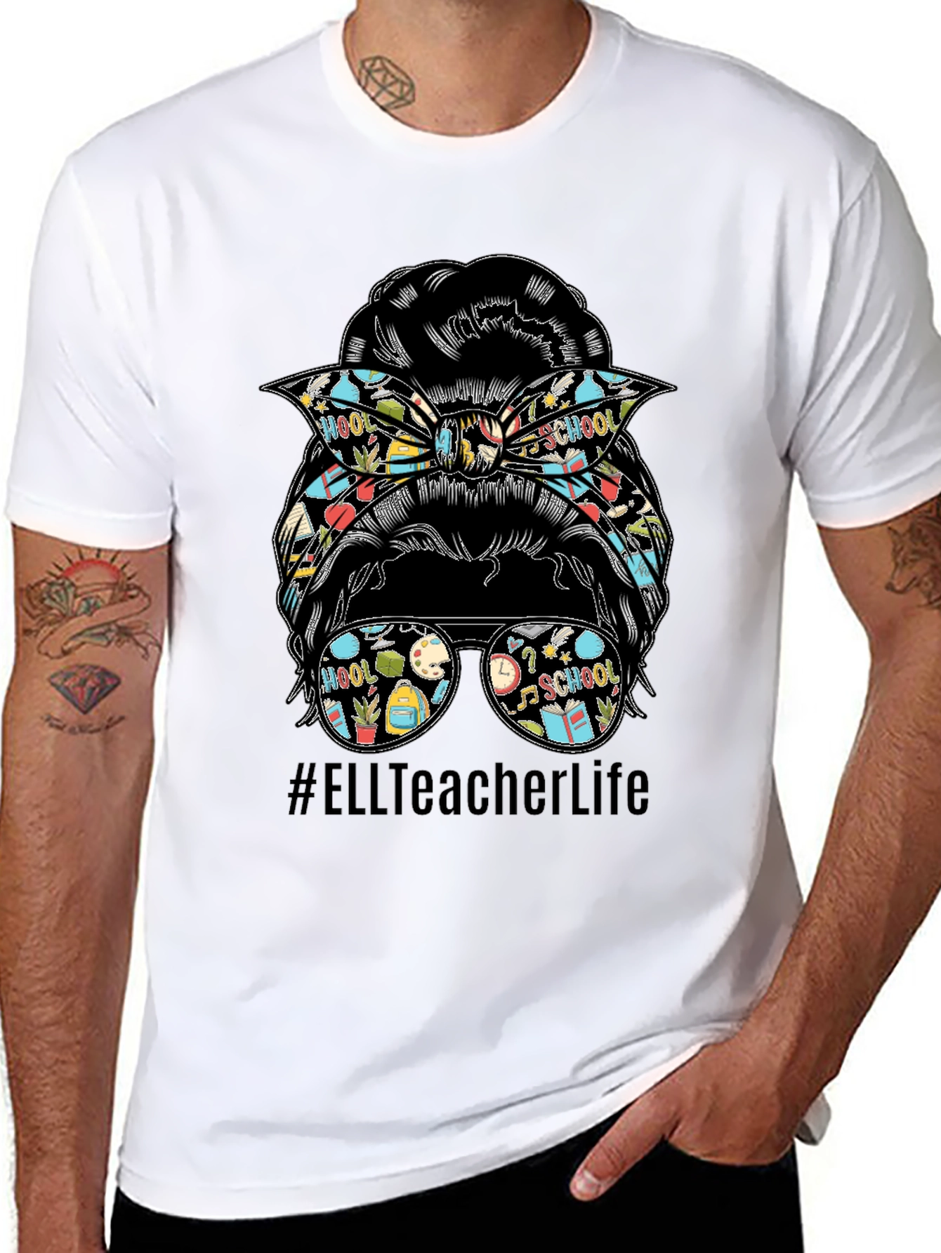 ELL Teacher Life Messy Bun T-Shirt