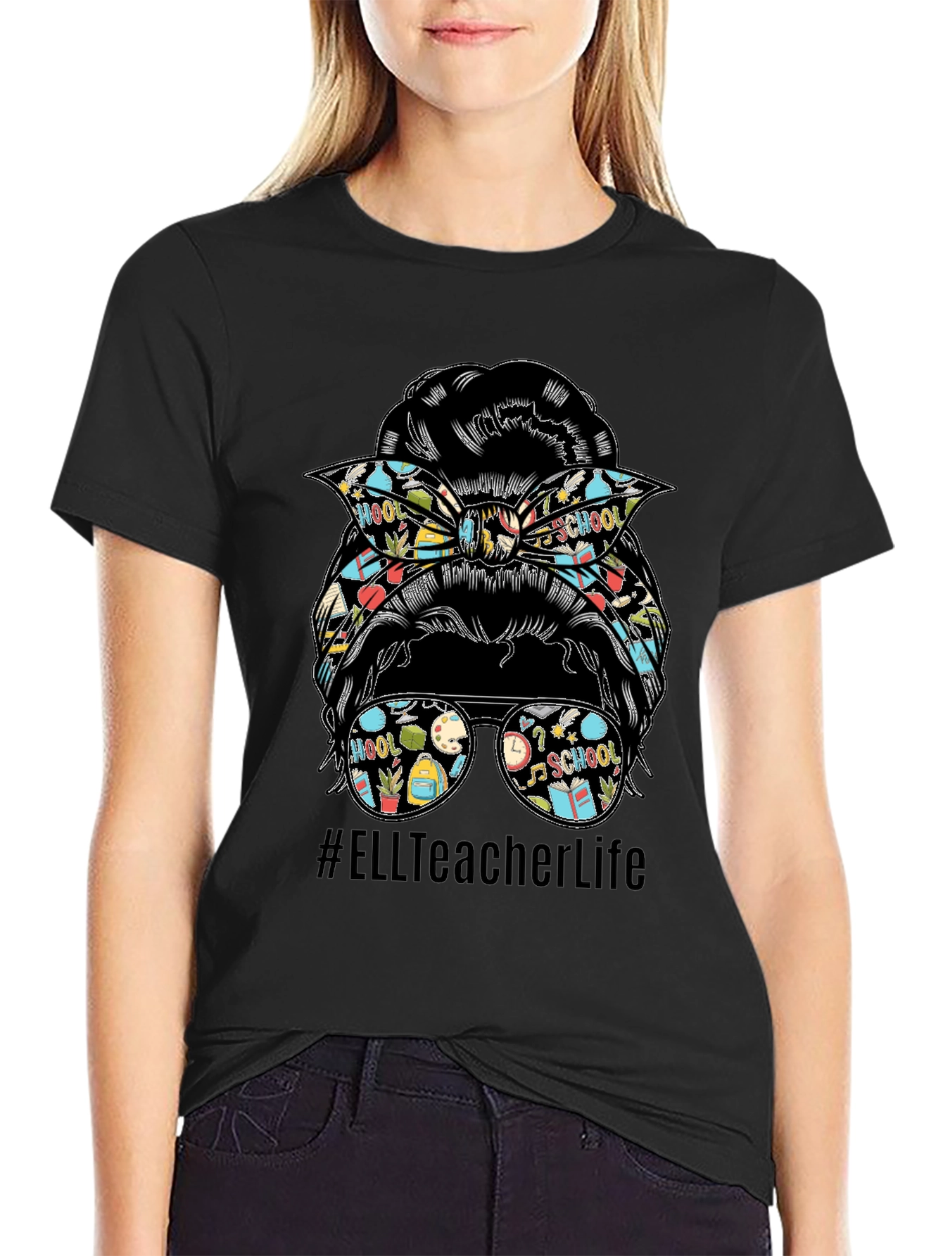 ELL Teacher Life Messy Bun T-Shirt