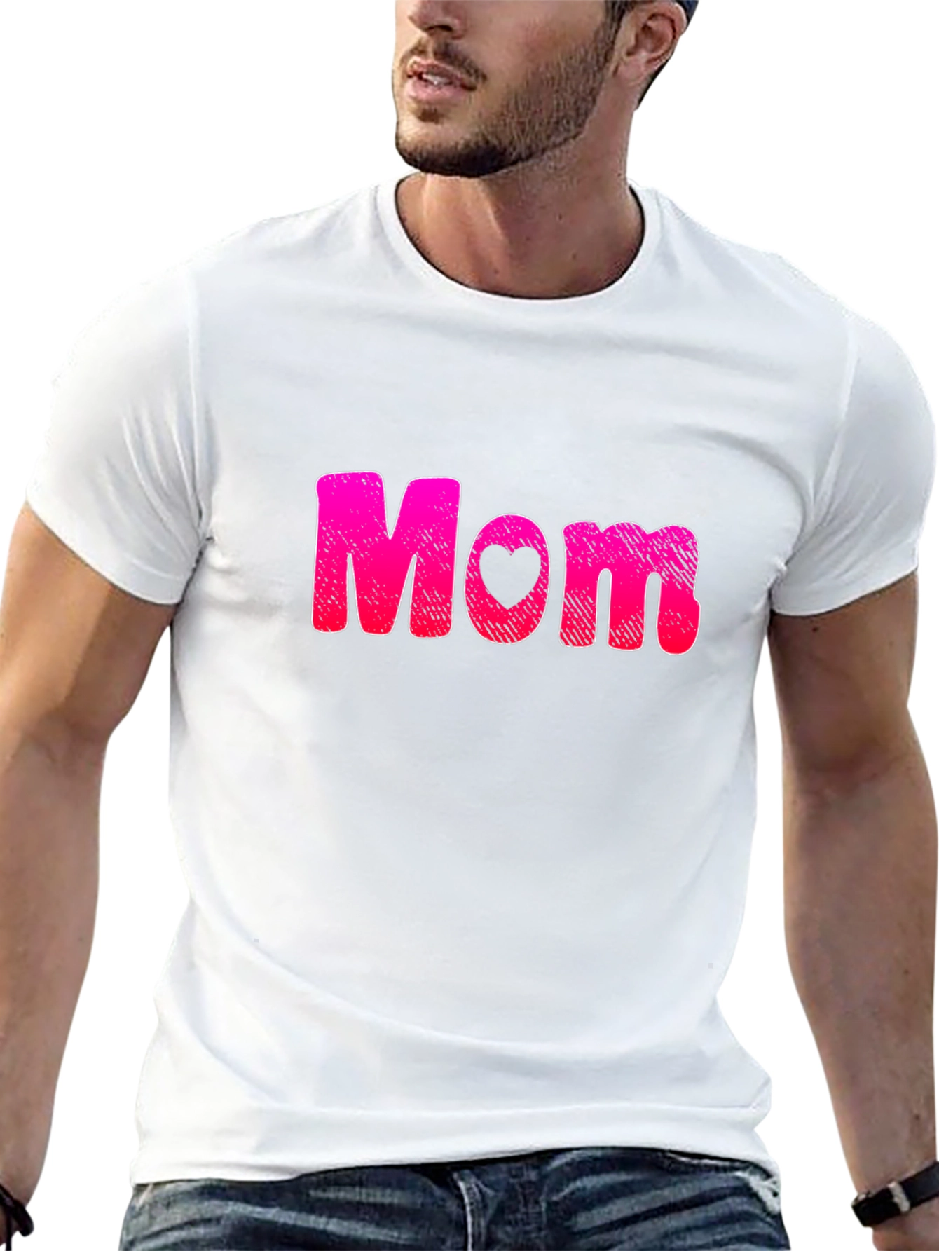 Mom Heart Graphic Black T-Shirt