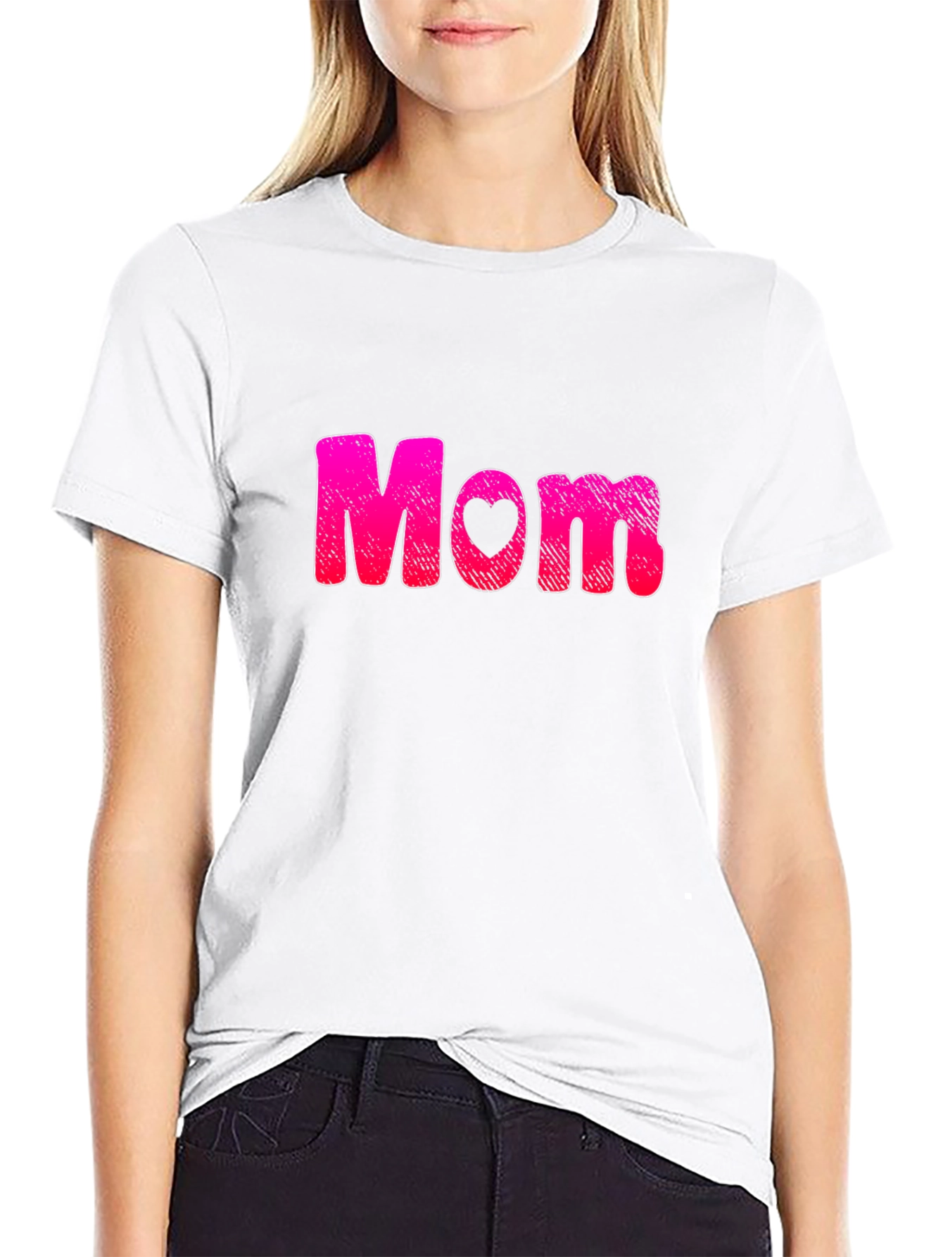 Mom Heart Graphic Black T-Shirt