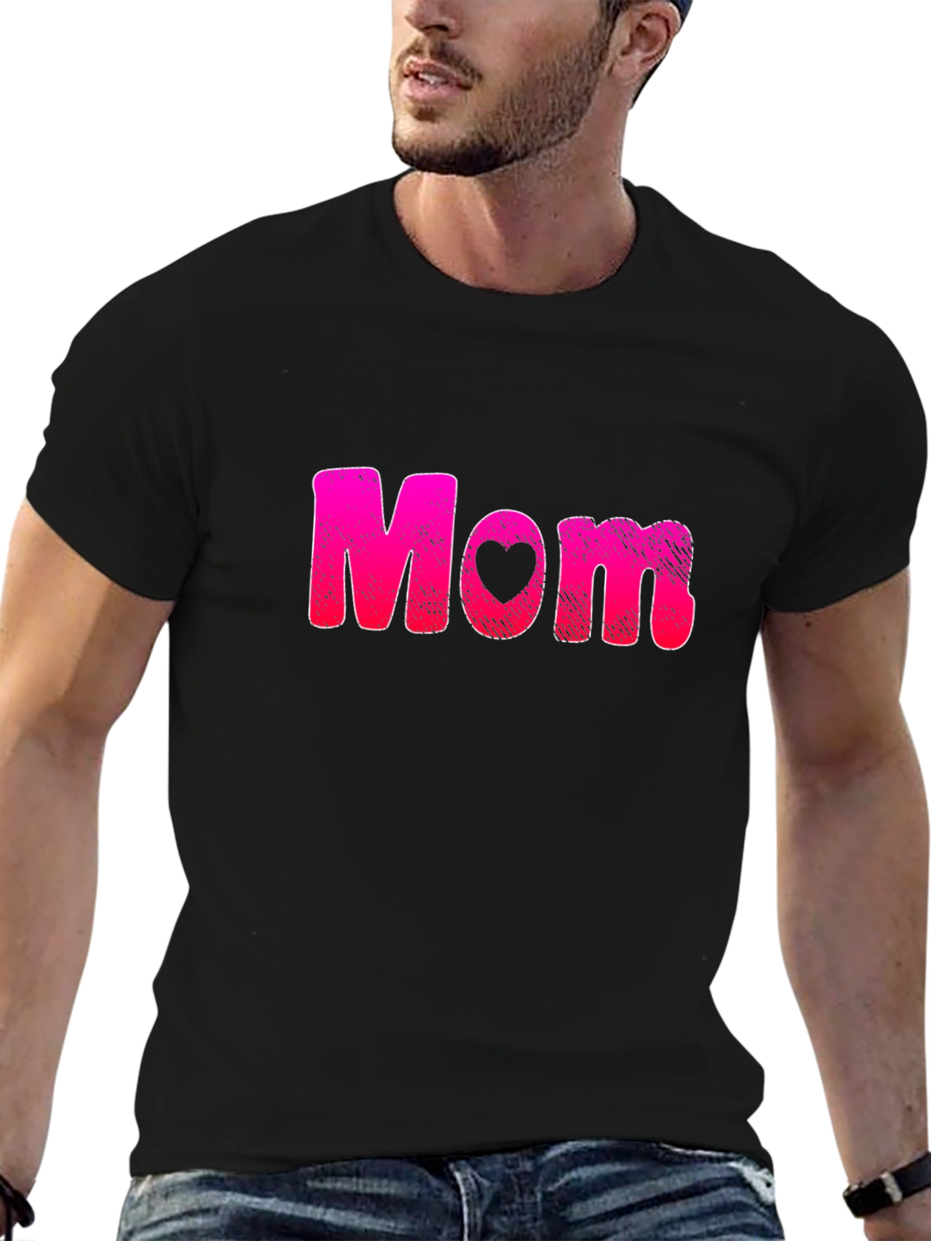 Mom Heart Graphic Black T-Shirt