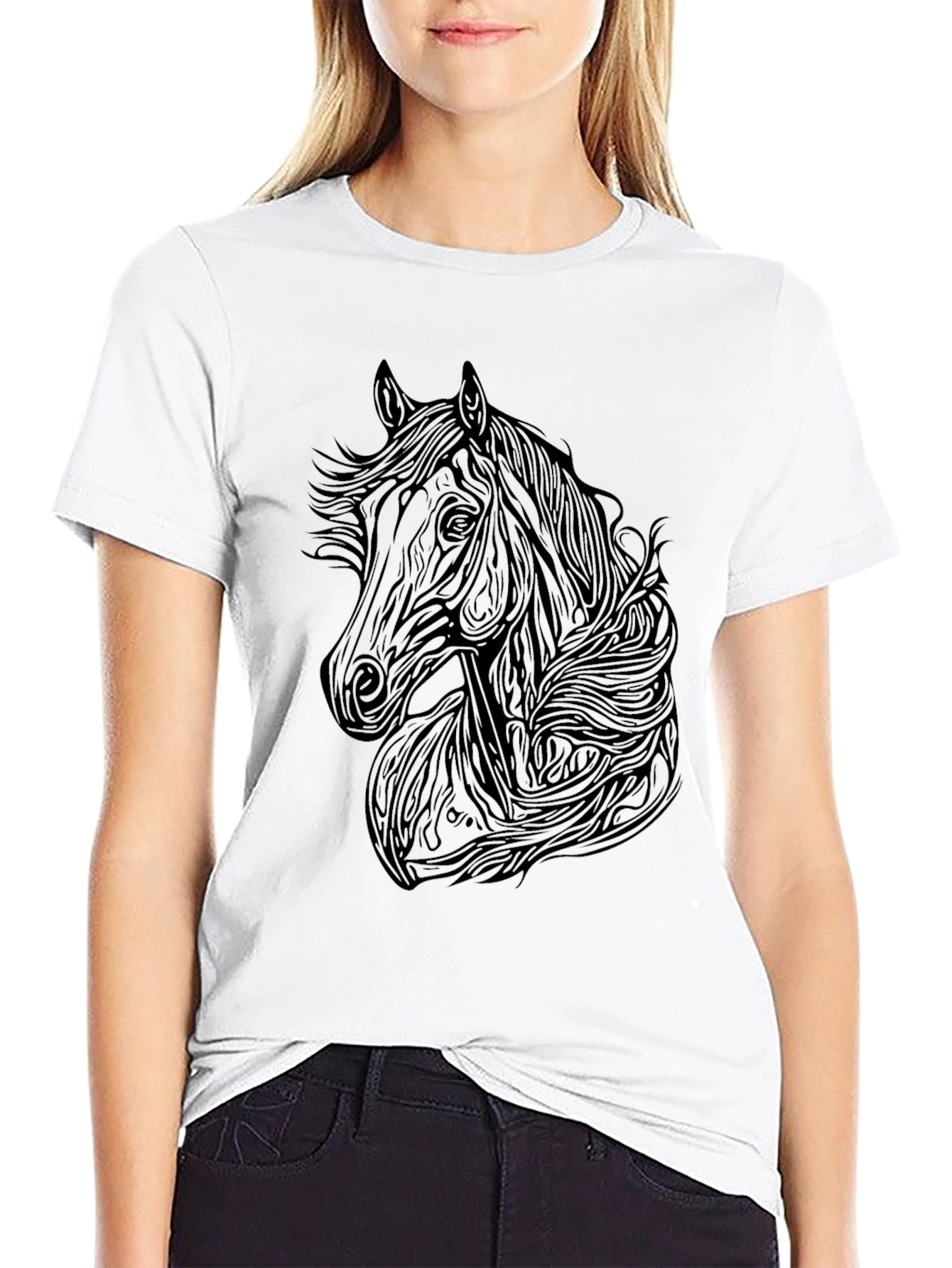 Black Horse Graphic Tee - Mens Stylish T-Shirt