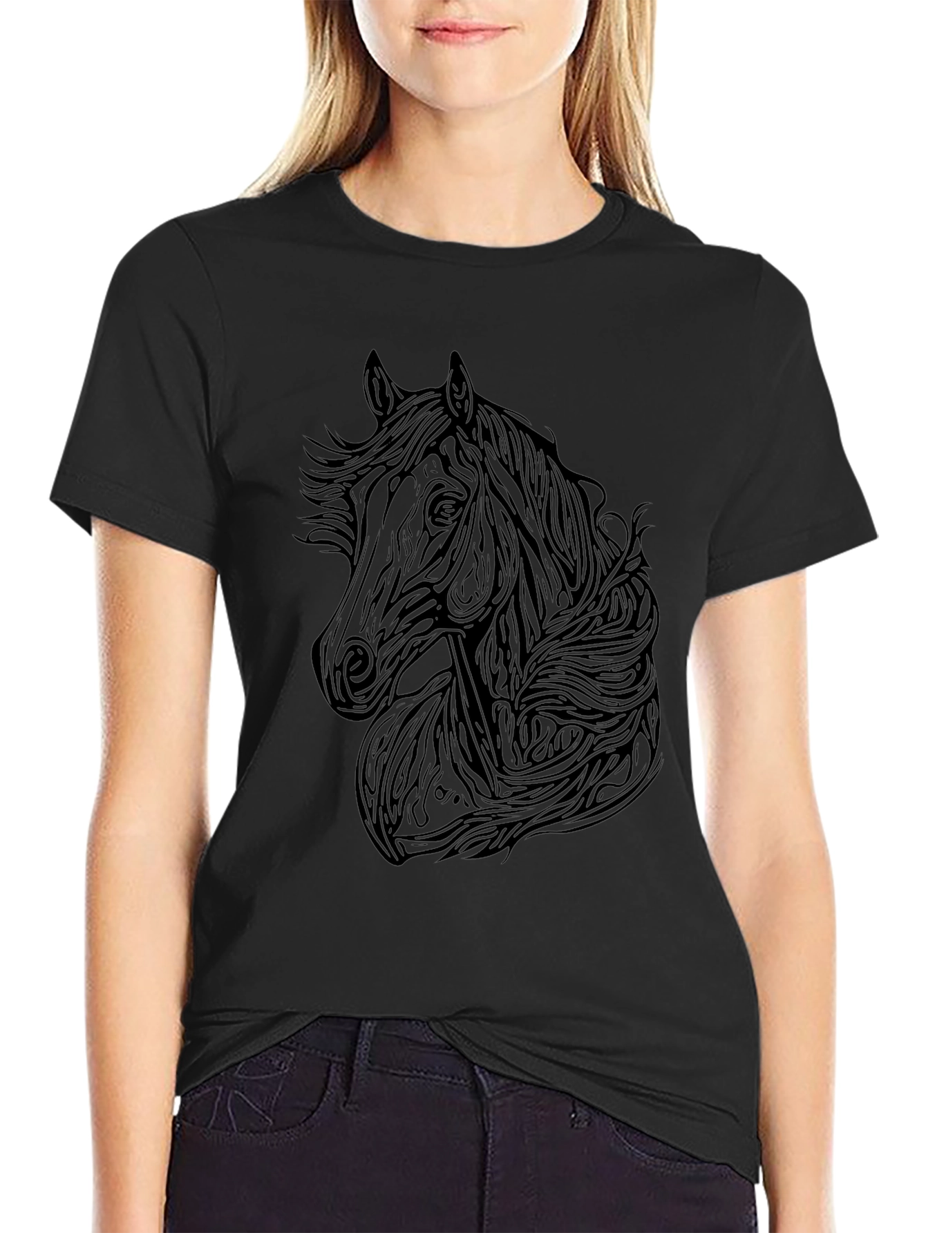 Black Horse Graphic Tee - Mens Stylish T-Shirt