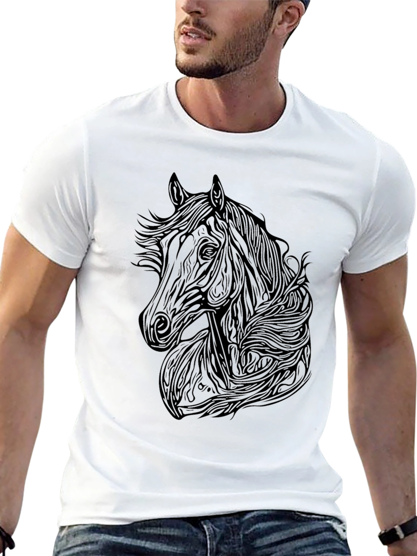 Black Horse Graphic Tee - Mens Stylish T-Shirt