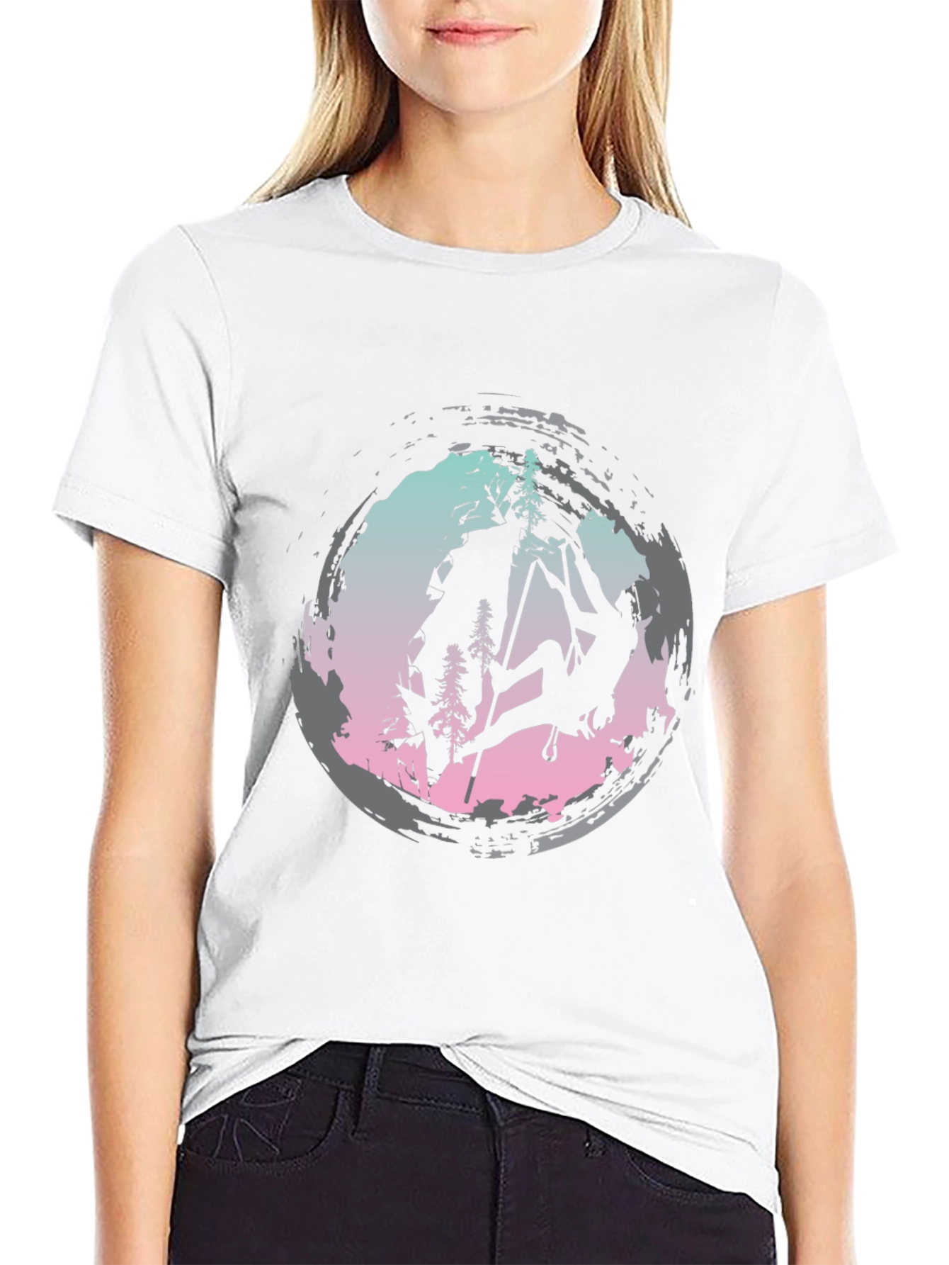 Climbing Silhouette Graphic Tee - Black Cotton Shirt