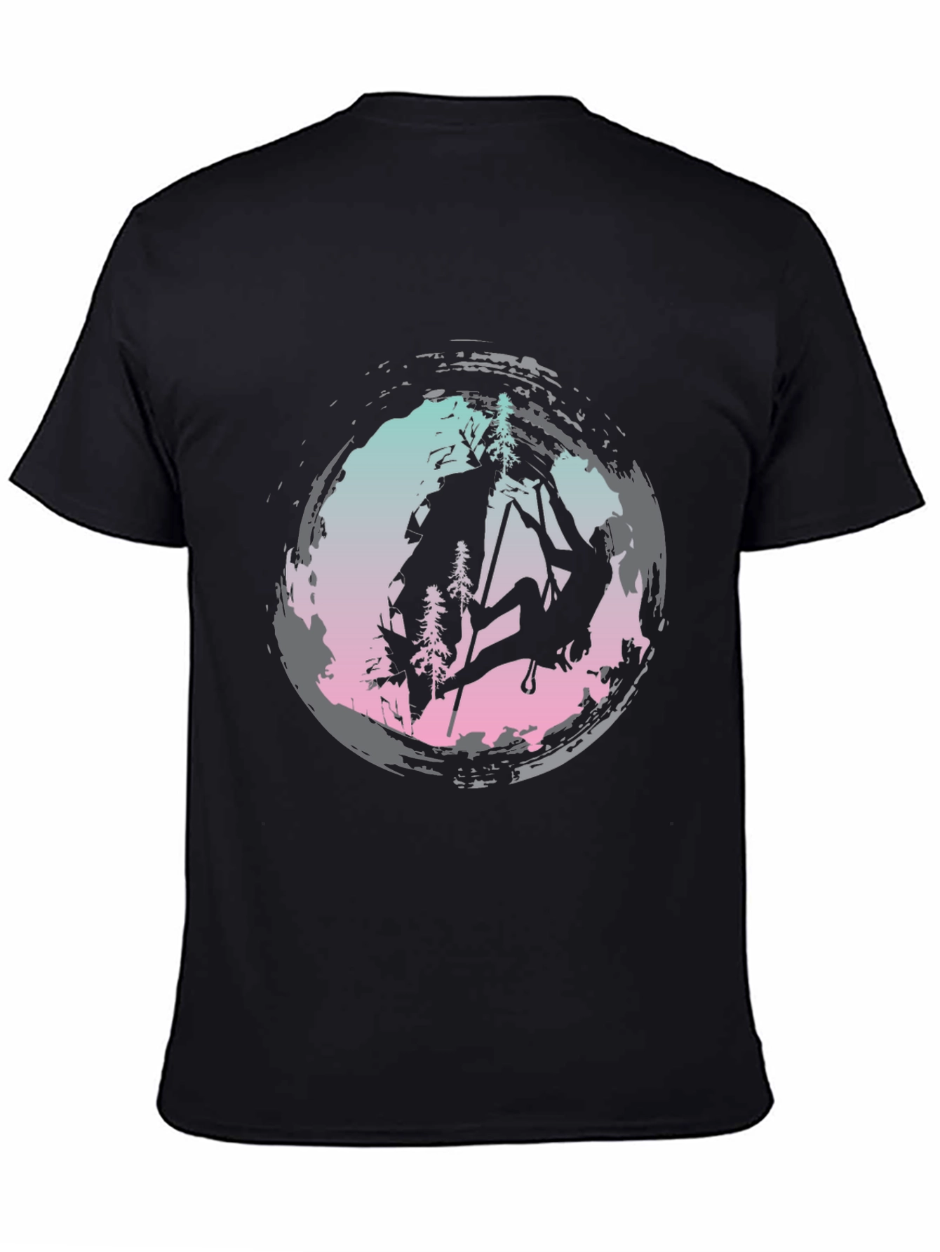 Climbing Silhouette Graphic Tee - Black Cotton Shirt