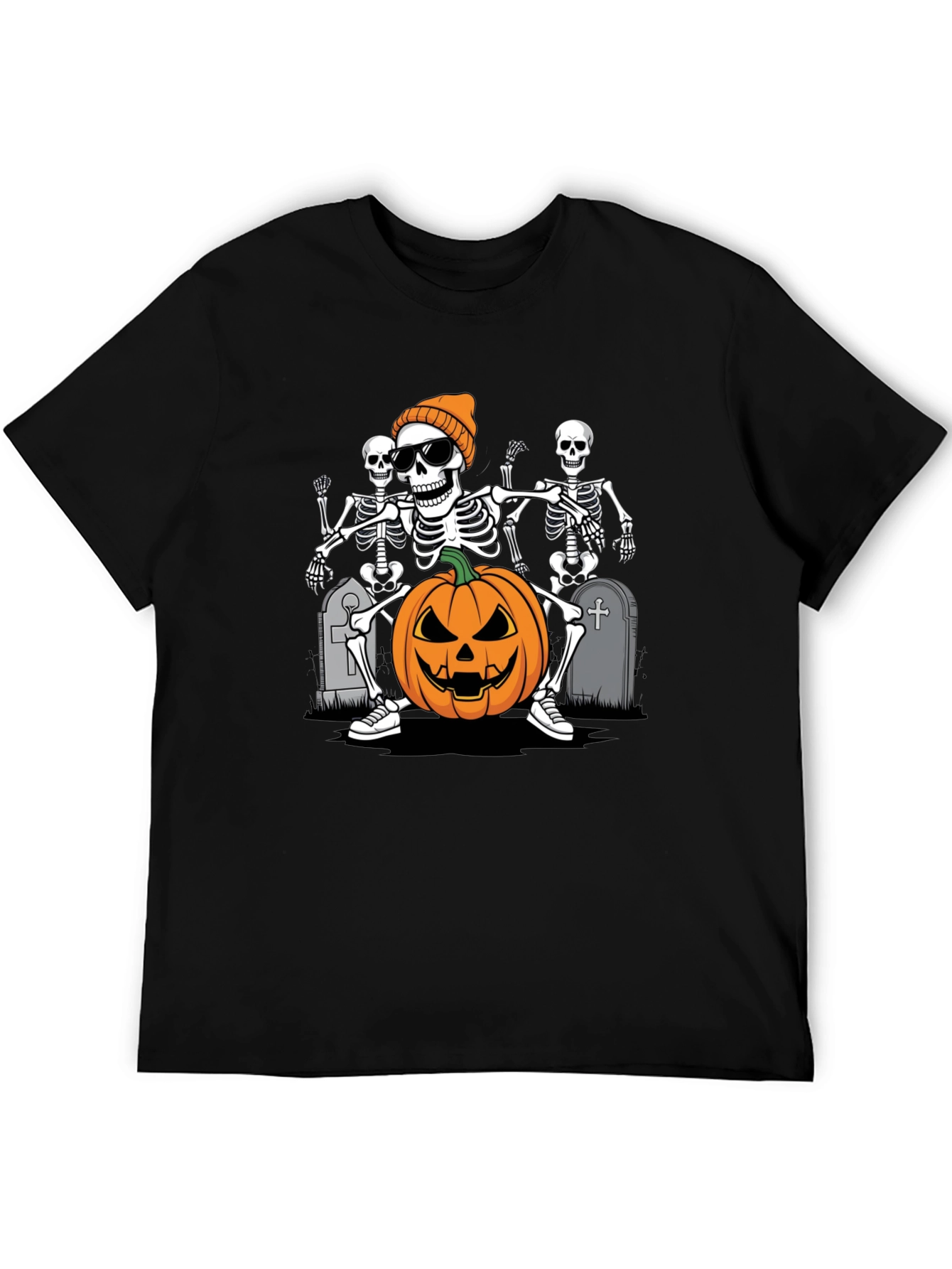 Halloween Skeleton Pumpkin Graphic Tee