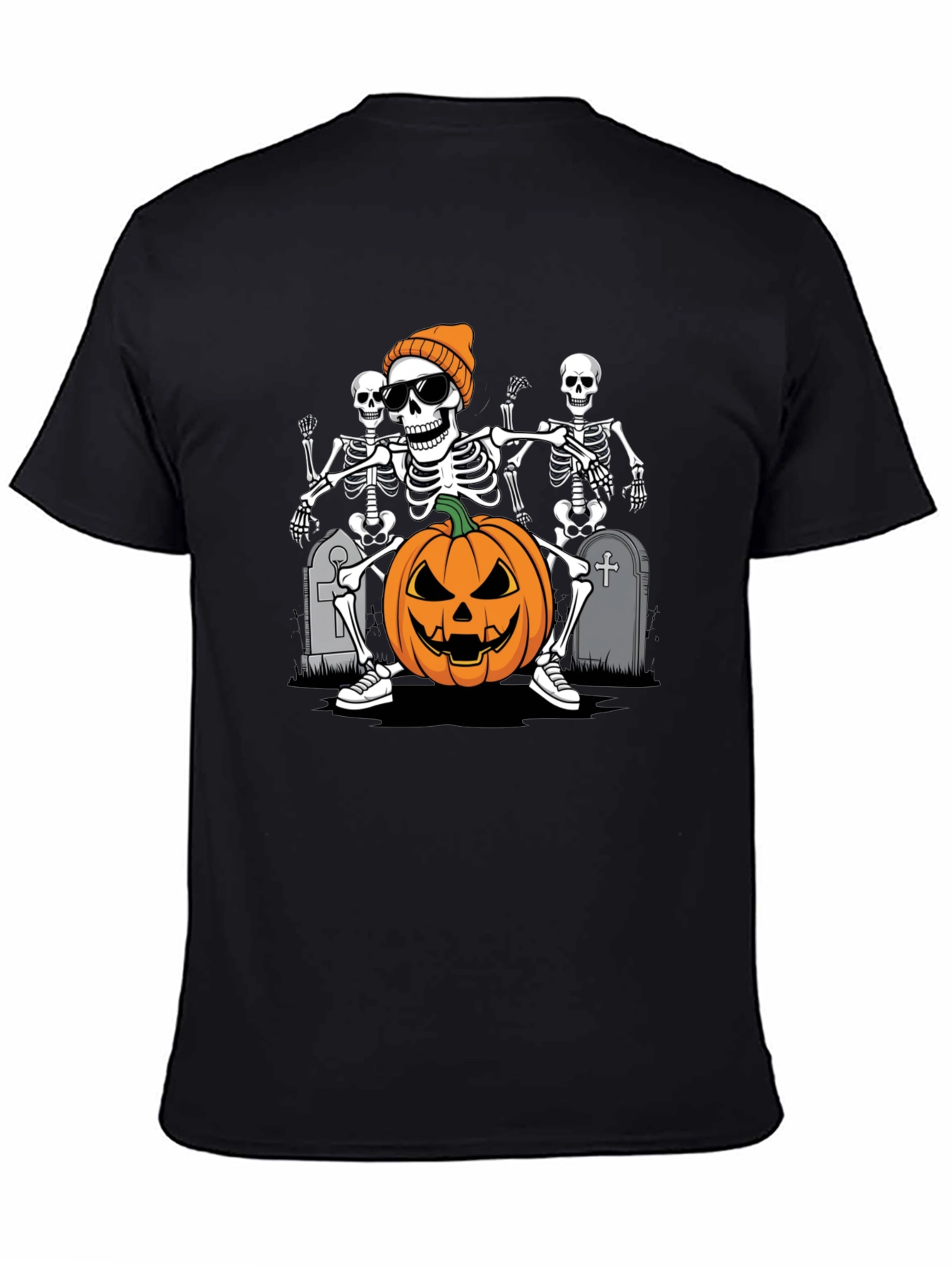 Halloween Skeleton Pumpkin Graphic Tee