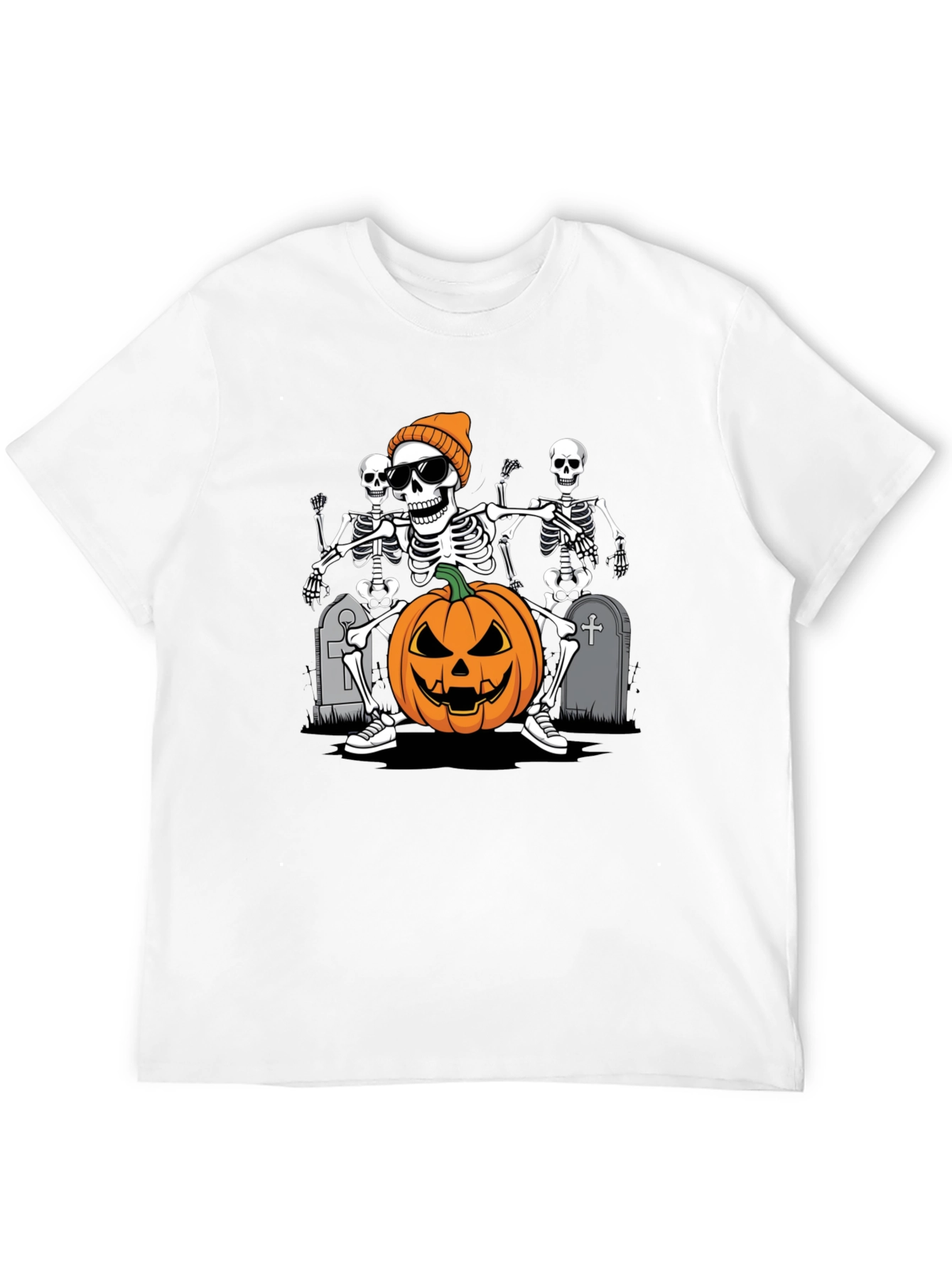 Halloween Skeleton Pumpkin Graphic Tee