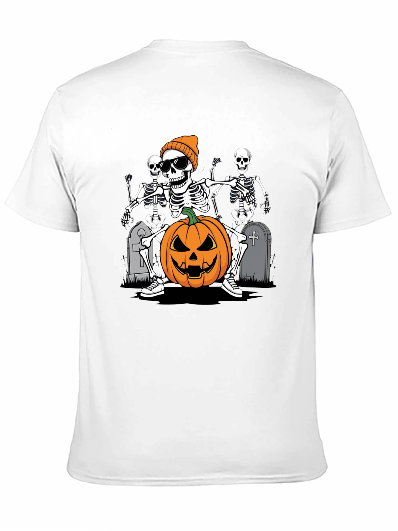 Halloween Skeleton Pumpkin Graphic Tee