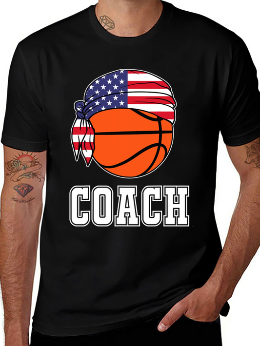 Basketball Coach USA Flag T-Shirt