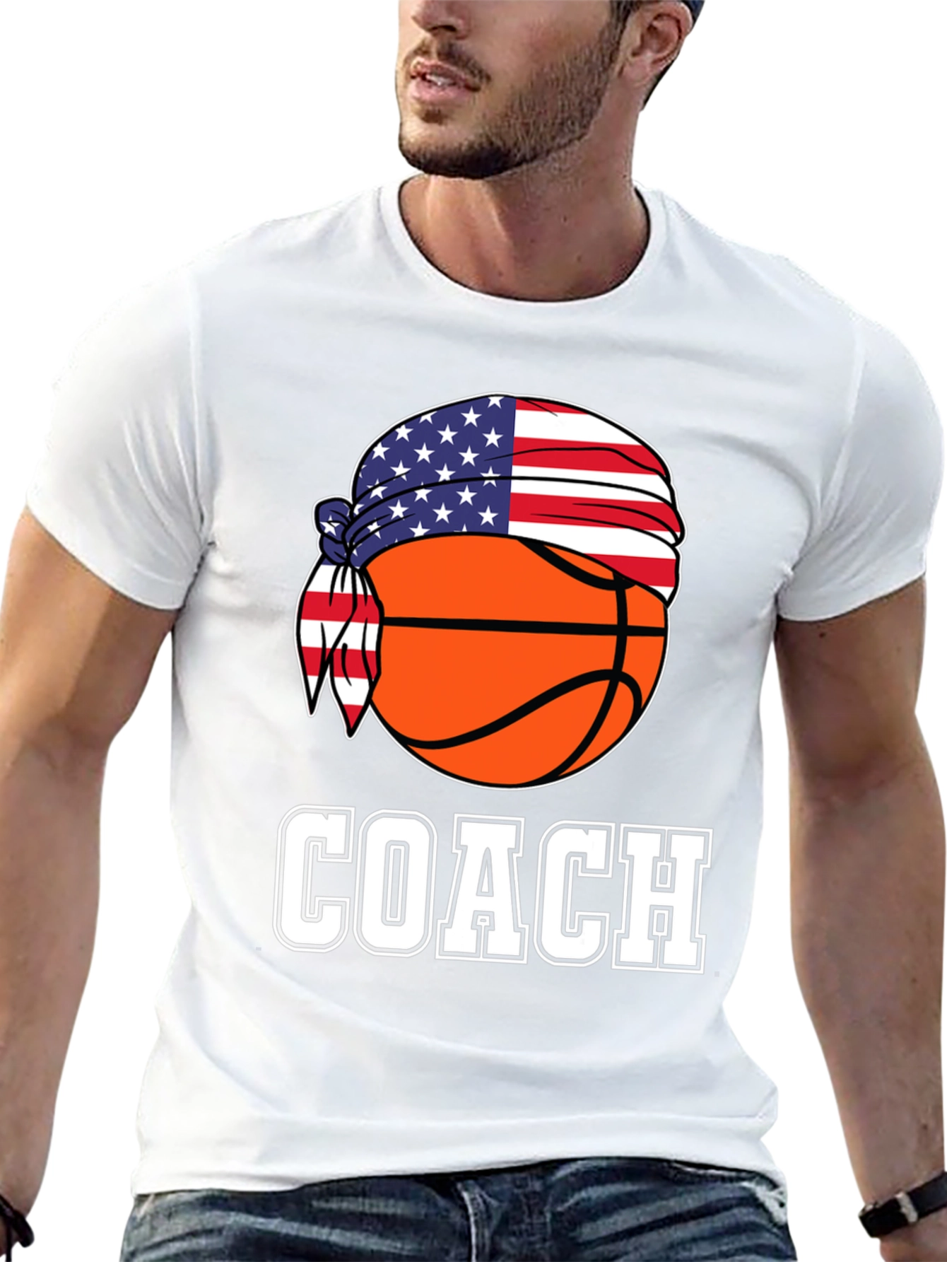 Basketball Coach USA Flag T-Shirt