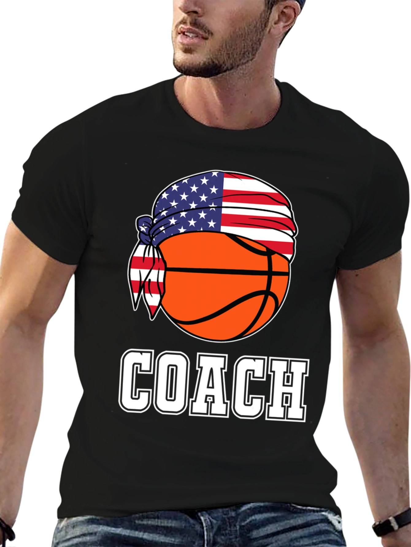 Basketball Coach USA Flag T-Shirt