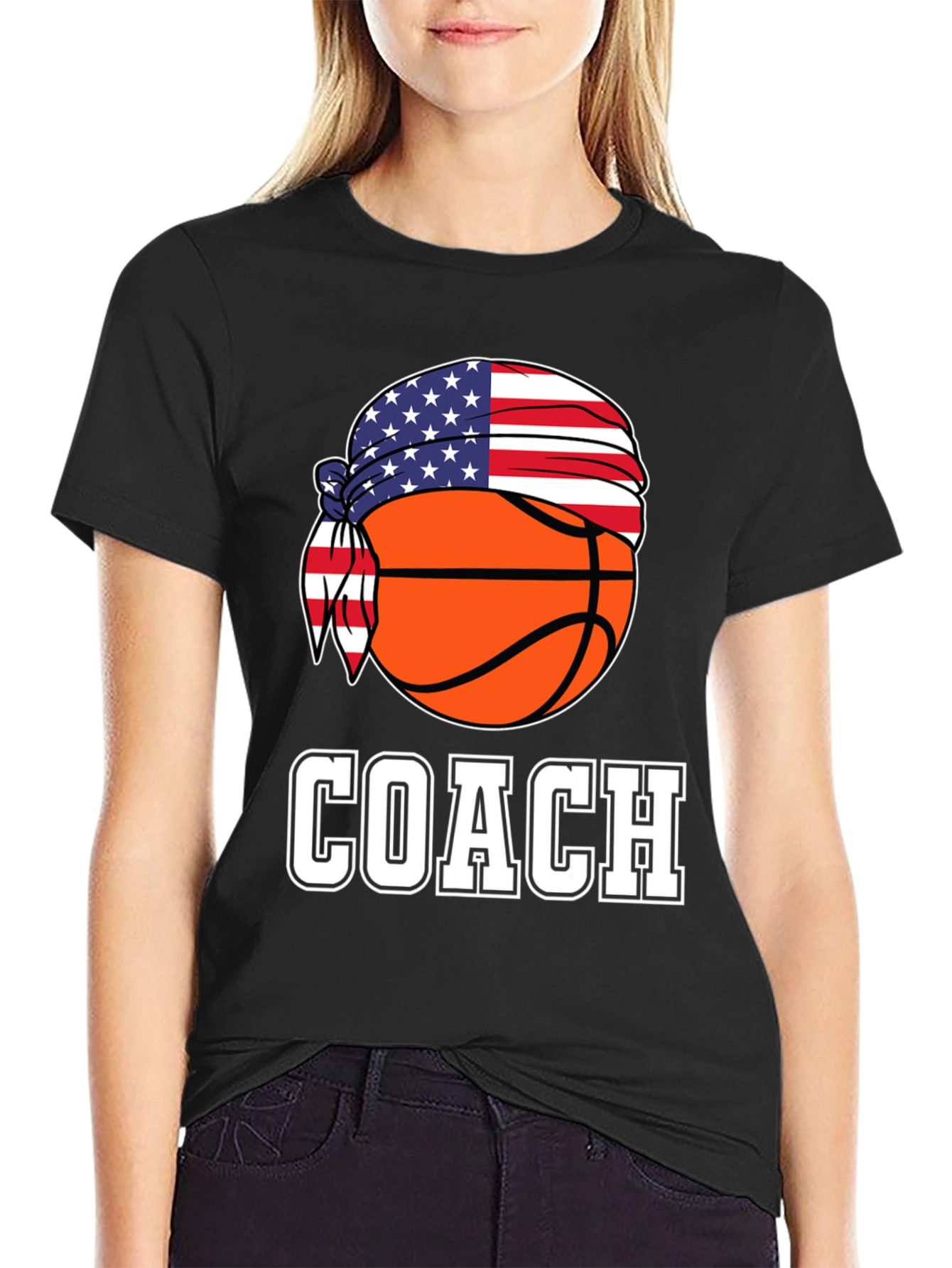 Basketball Coach USA Flag T-Shirt