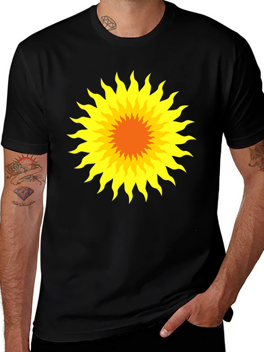 Radiant Sunburst Graphic Tee - Black Cotton T-Shirt