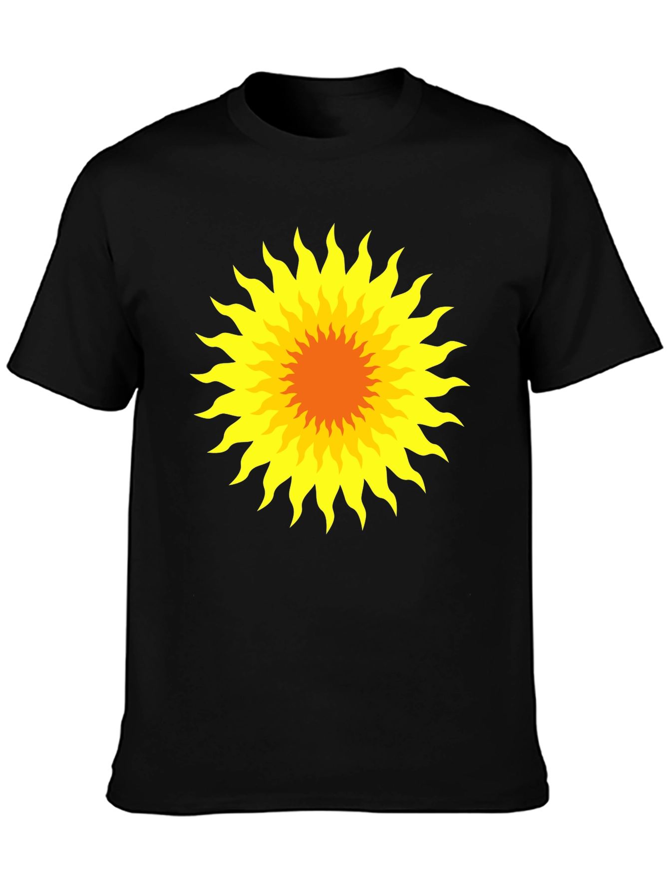 Radiant Sunburst Graphic Tee - Black Cotton T-Shirt