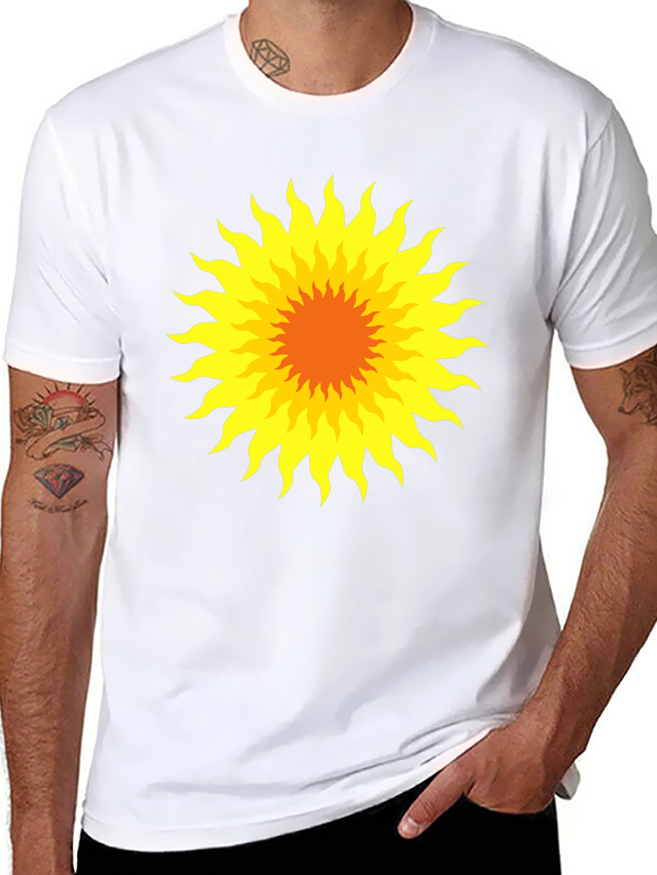 Radiant Sunburst Graphic Tee - Black Cotton T-Shirt