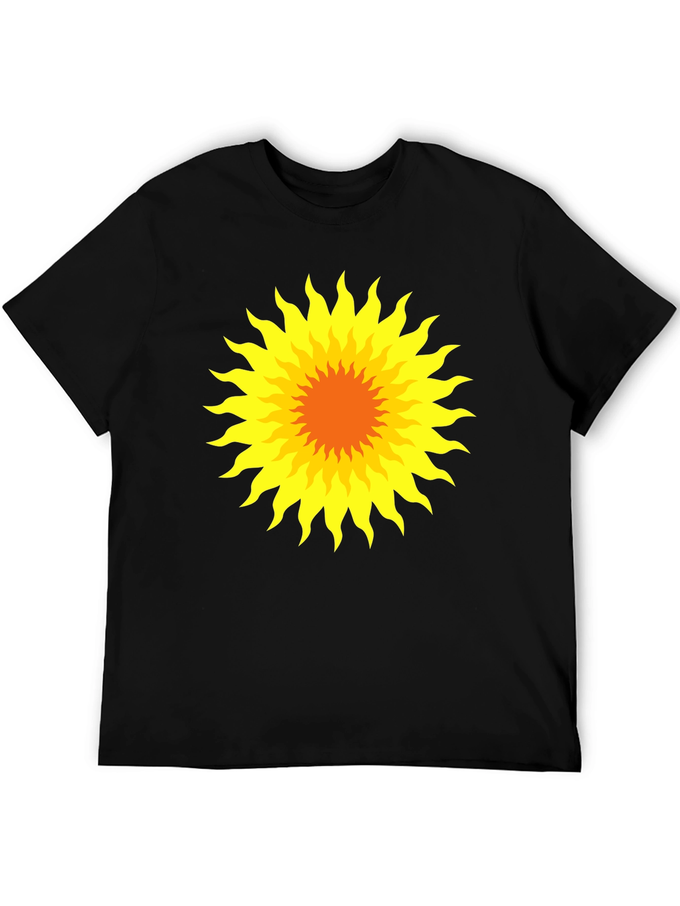 Radiant Sunburst Graphic Tee - Black Cotton T-Shirt