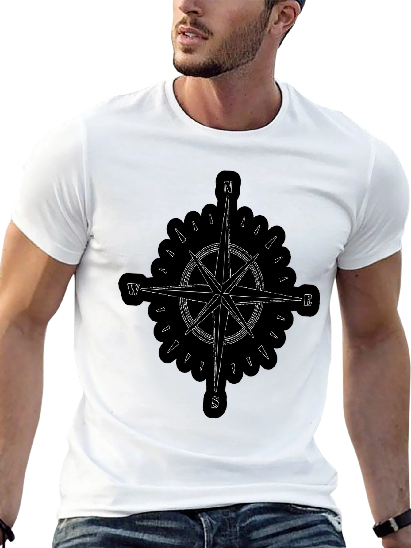 Compass Rose Graphic Black T-Shirt