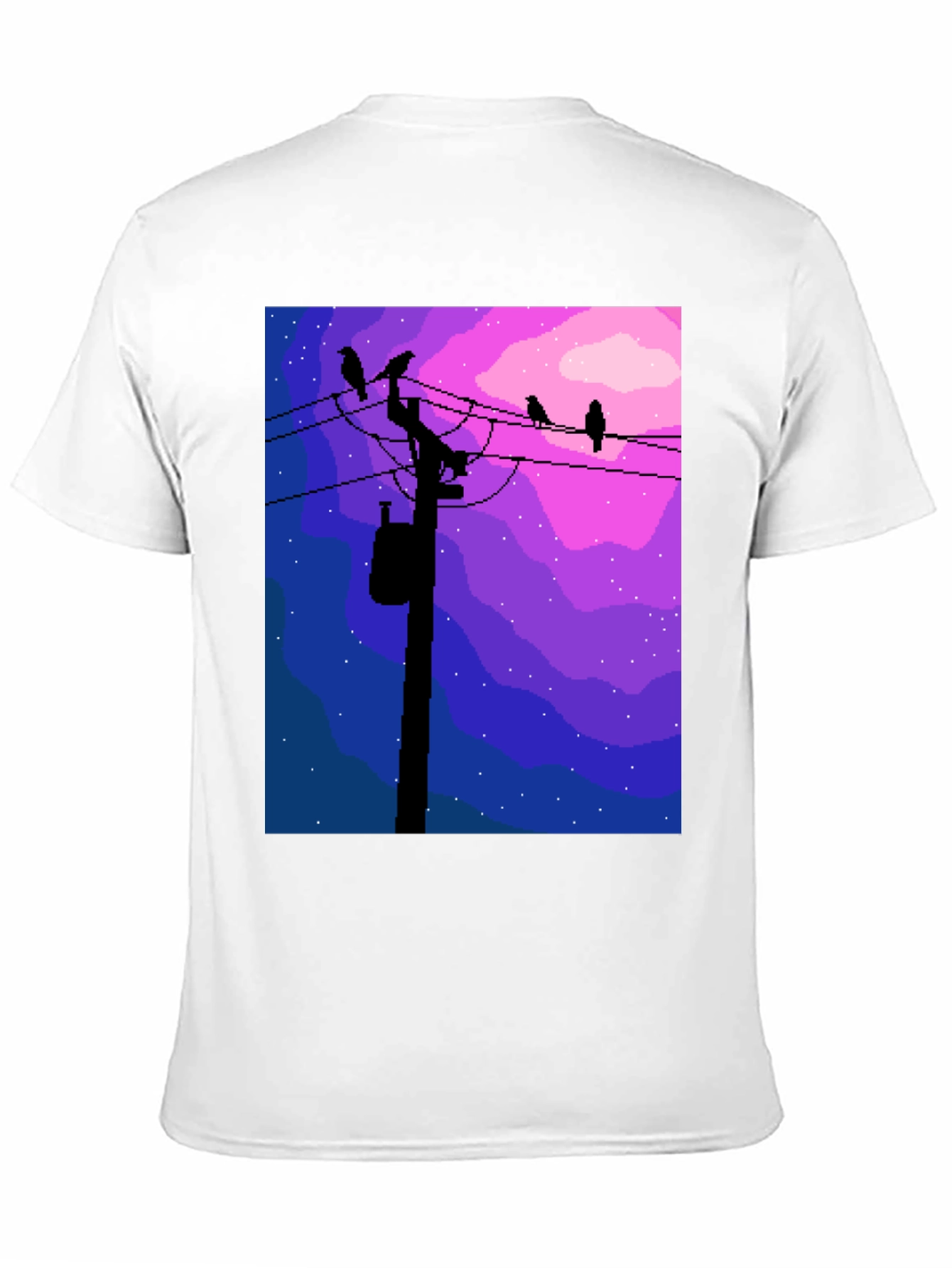 Pixel Art Birds on a Wire Graphic Tee