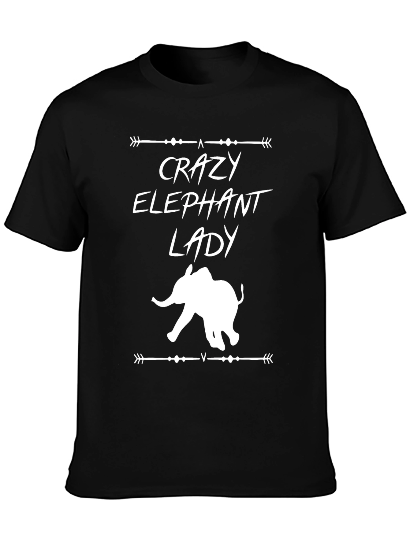 Crazy Elephant Lady T-Shirt - Black Graphic Tee