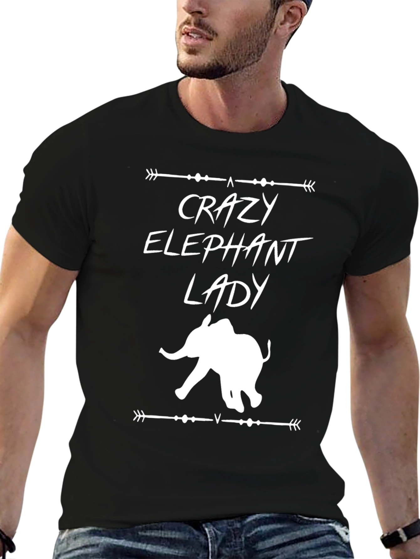 Crazy Elephant Lady T-Shirt - Black Graphic Tee