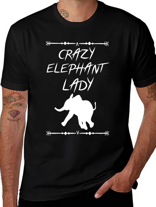 Crazy Elephant Lady T-Shirt - Black Graphic Tee
